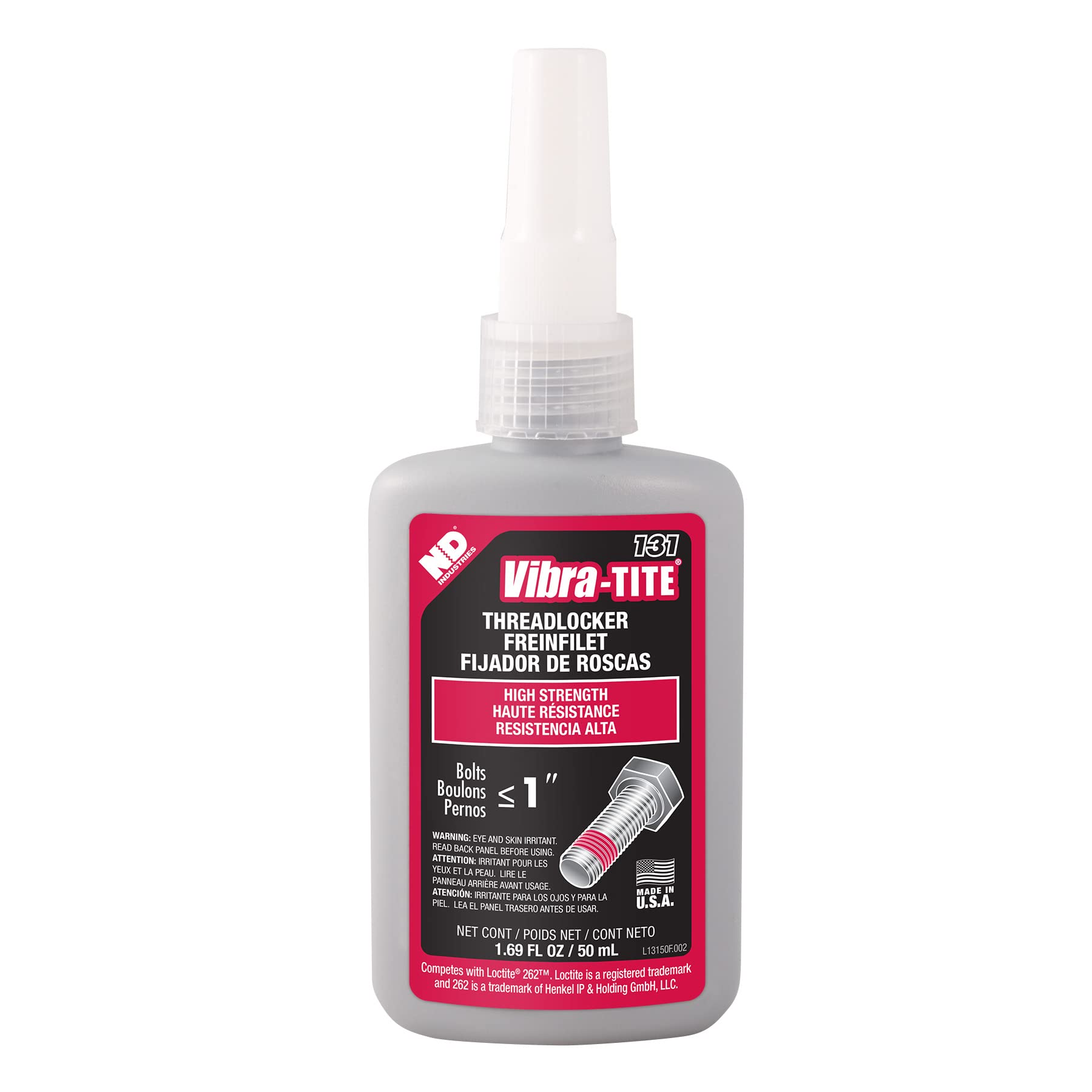 Vibra-Tite - 13150 131 Permanent Strength Anaerobic Threadlocker, 50 Ml Bottle, Red