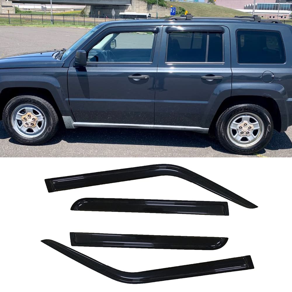 Startship 94359 Side Window Wind Deflector,4Pc Outside Mount Style Nice Sun Rain Guards Set,Window Visor Fit For 2007-2018 Jeep Patriot