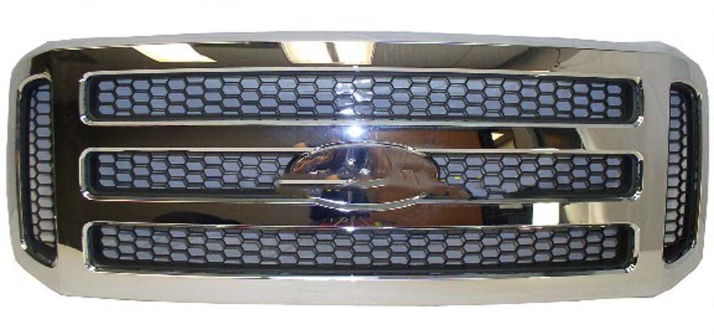 05-07 Ford Super Duty Pickup F250 F350 F450 F550 Grille Chrome With Gray Honey Comb Insert