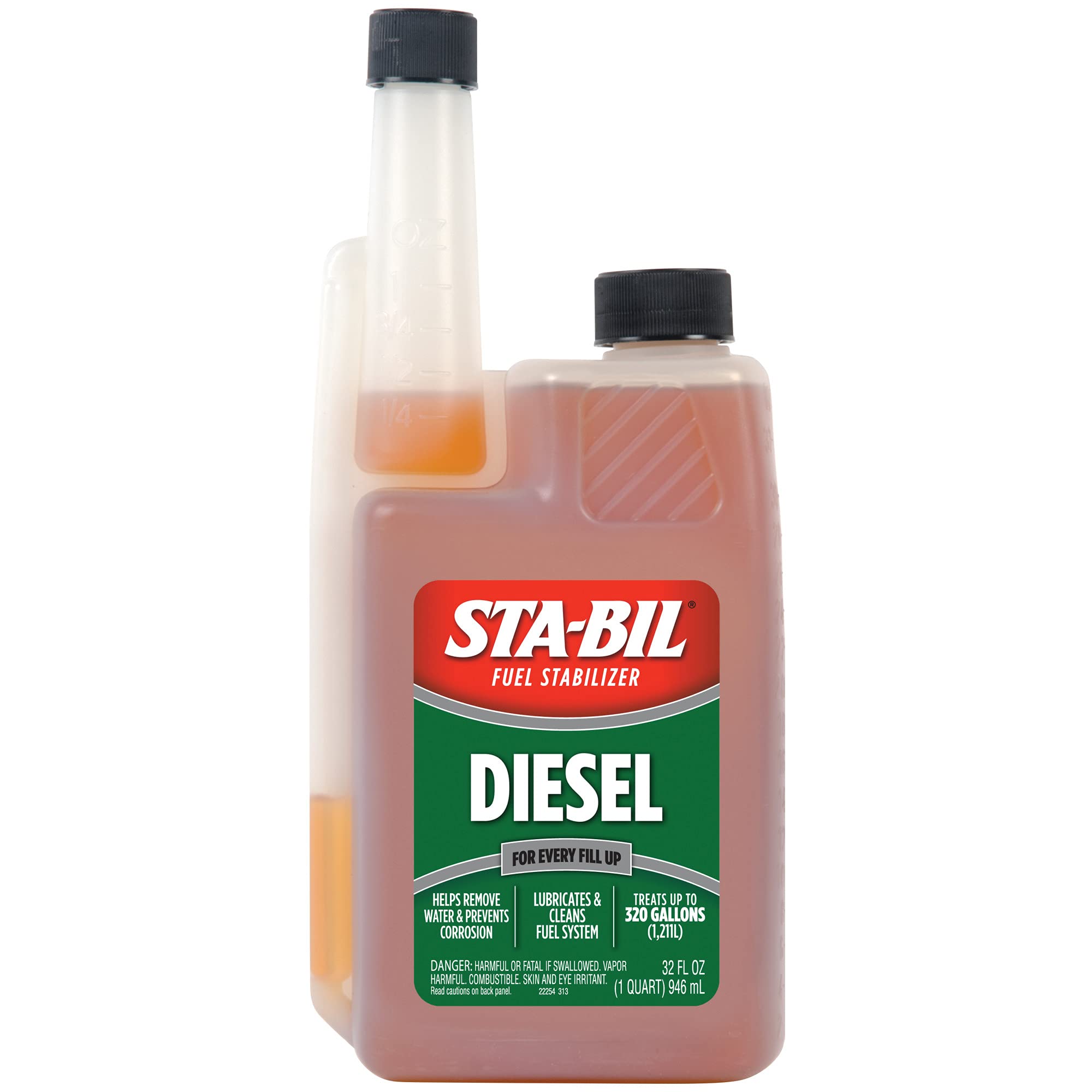 Sta-Bil Diesel Fuel Stabilizer And Performance Improver - Keeps Diesel Fuel Fresh For Up To 12 Months - Lubricates And Cleans The Fuel System - Treats 320 Gallons, 32 Fl. Oz. (22254)