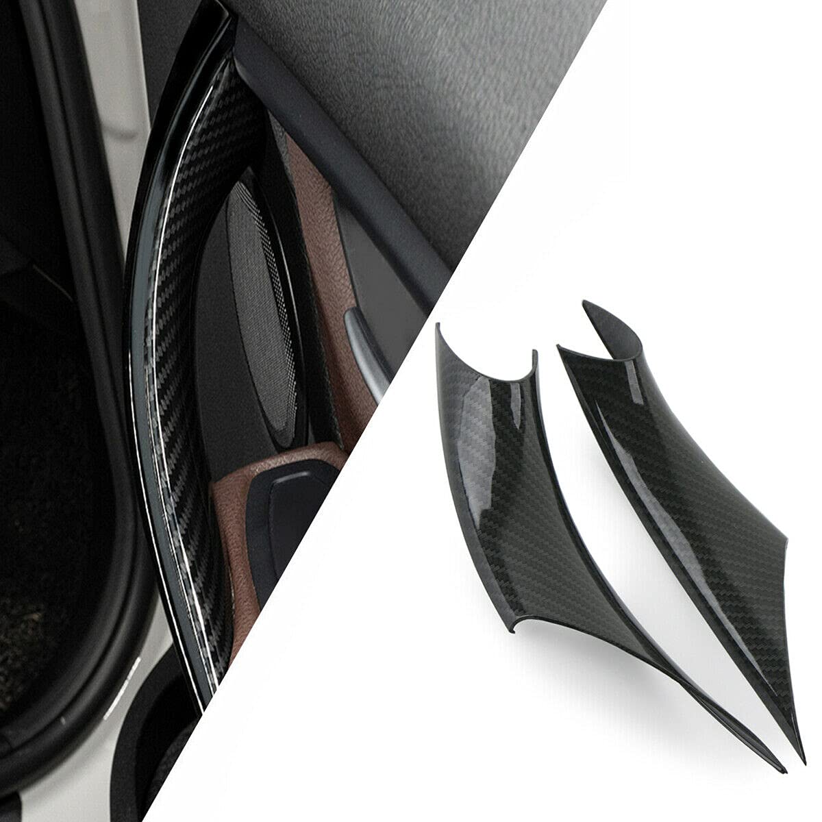 Wenjtp 2Pcs Door Handle Covers Carbon Fiber Compatible With Bmw 3 Series 4 Series Driver Side And Passenger Side Door Pull Handle Covers F30 F35 320I 320Li 328I 328Li 335I 335Li And 428I,435I F32/F36