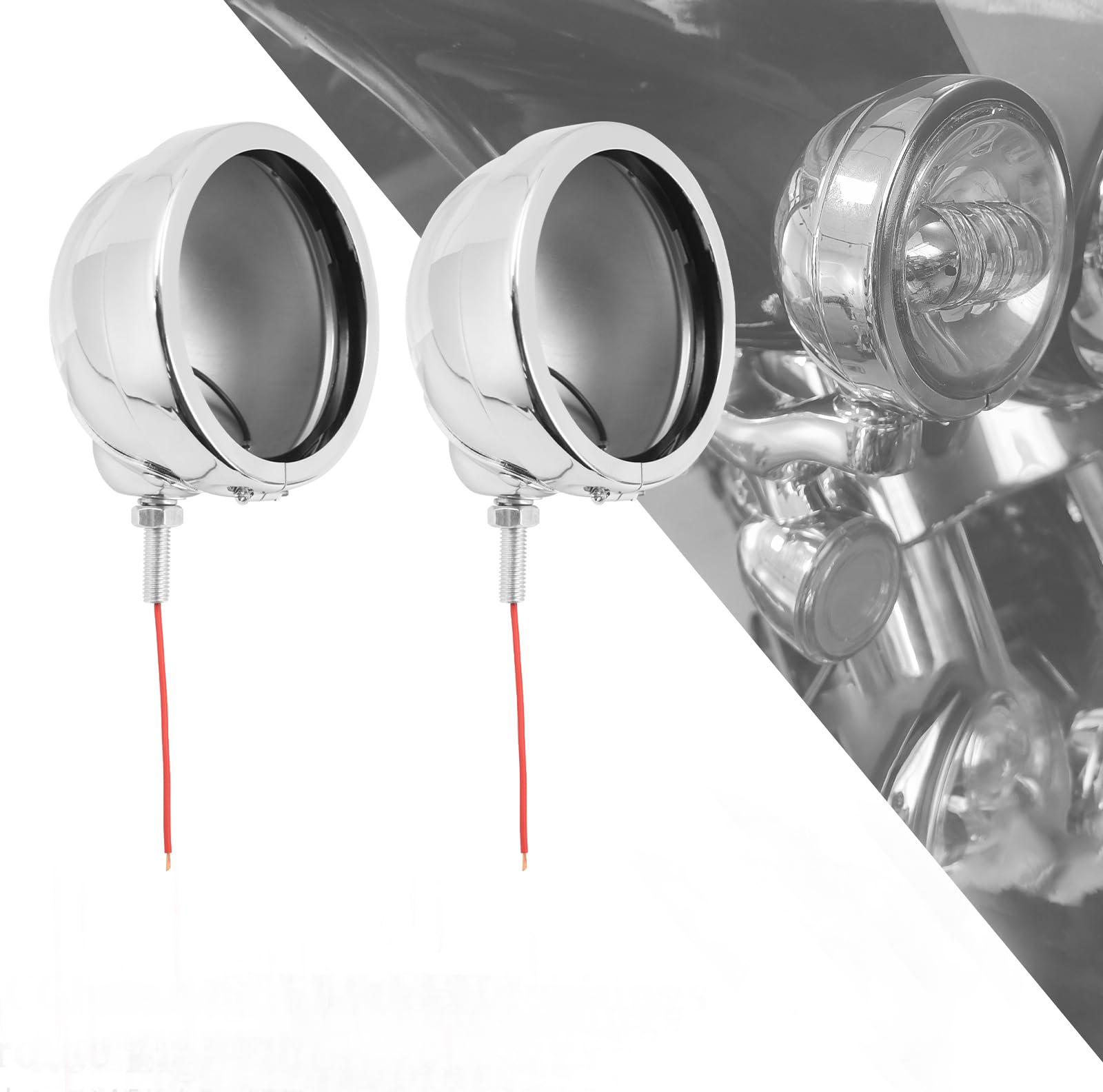 Hdbubalus Motorcycle Fog Lights 4.5 Inch Housing Fog Lamp Mounting Bracket 4.5' Led Passing Lights Housing Fit For Harley Chrome