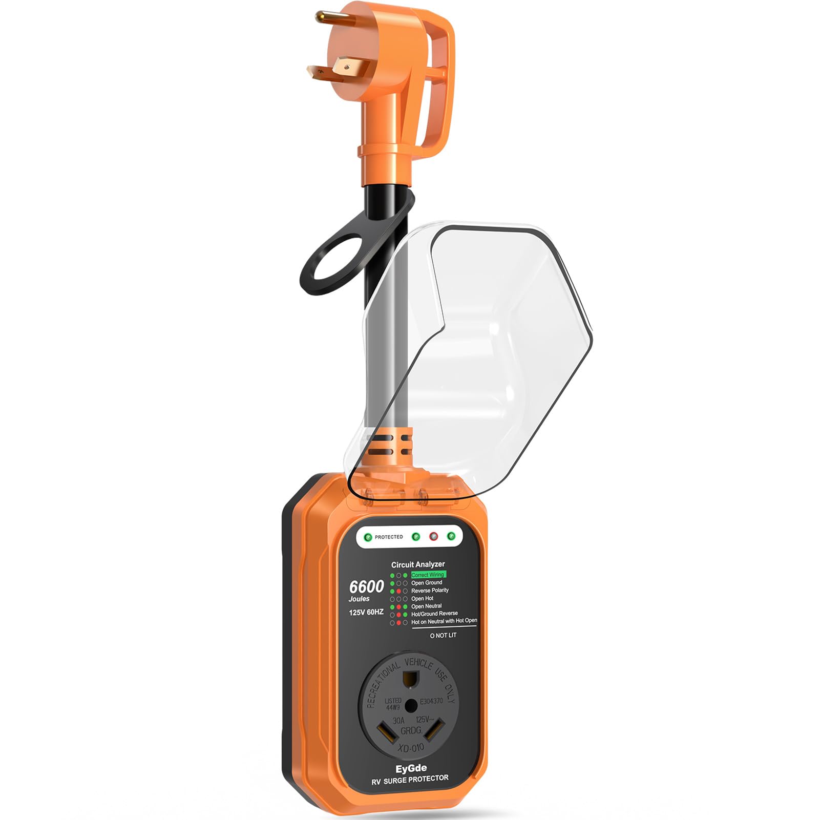 Eygde Rv Surge Protector 30 Amp Waterproof, Rv Circuit Analyzer With With Full Electrical Protection, Power Plug Adapter Protectors For 30Amp Camper Travel Trailer Accessories