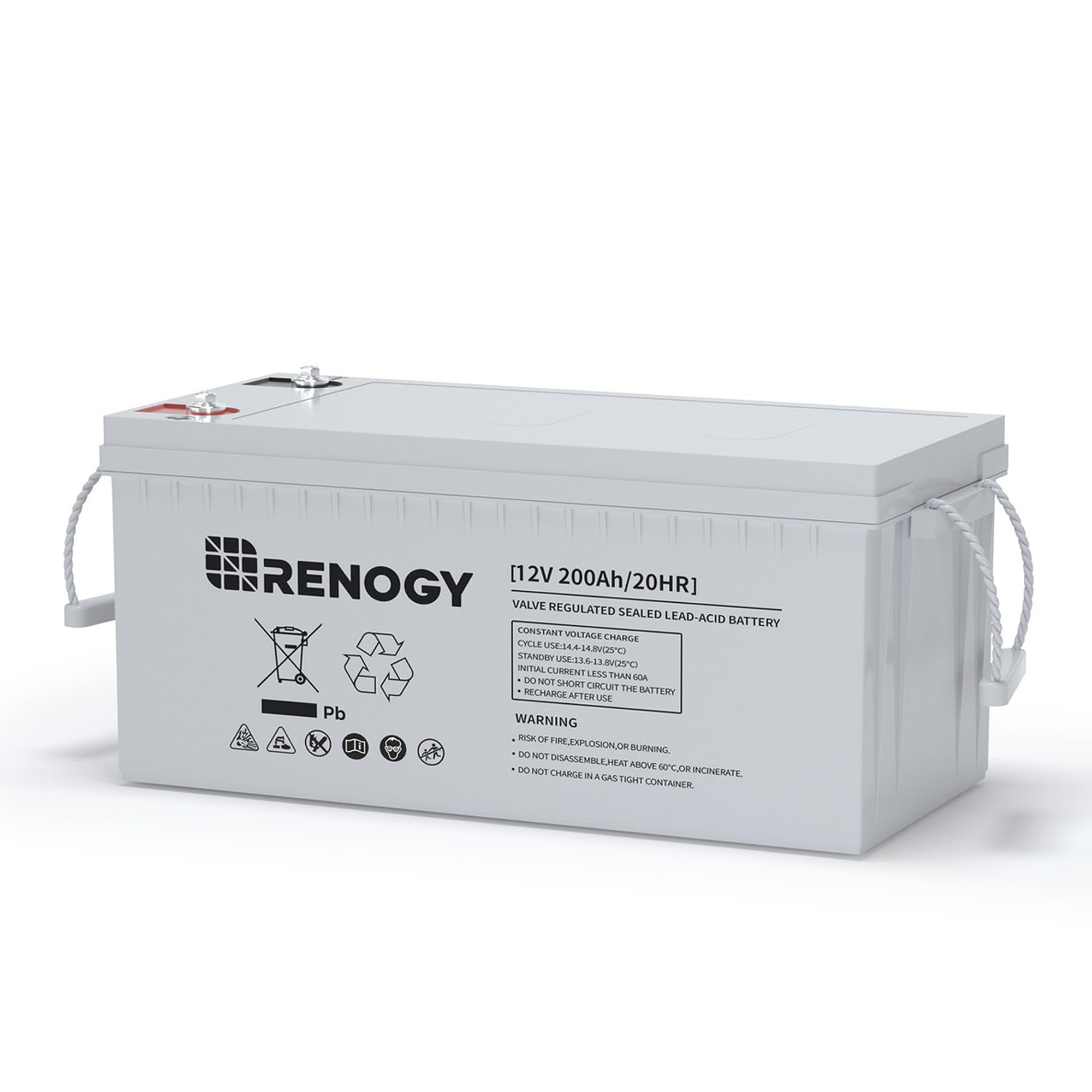 Renogy Deep Cycle Agm Battery 12 Volt 200Ah, 3% Self-Discharge Rate, 2000A Max Discharge Current, Safe Charge Most Home Appliances For Rv, Camping, Cabin, Marine And Off-Grid System, Maintenance-Free