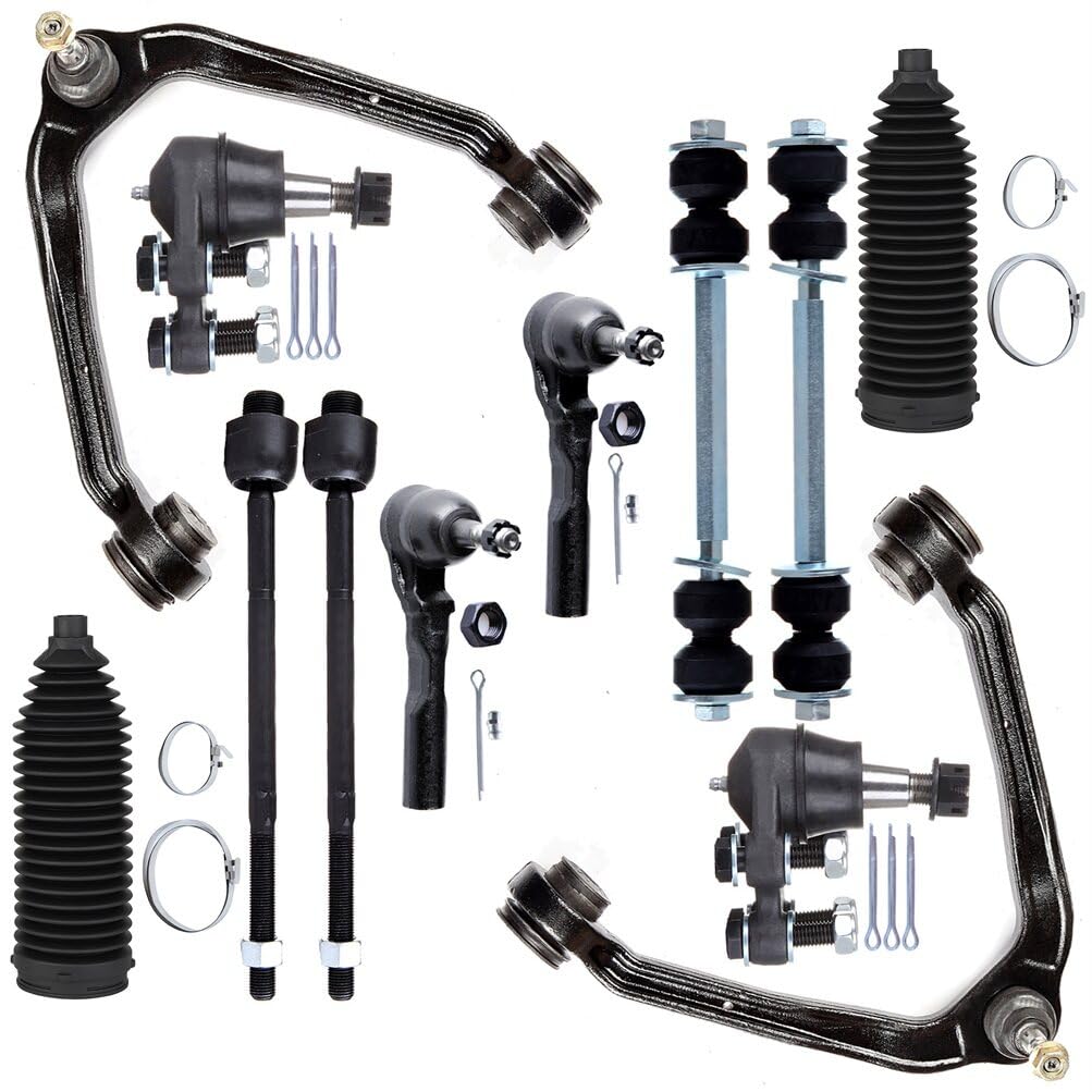 Scitoo 12Pcs Front Suspension Kit Upper Control Arm And Ball Joint Inner Outer Tie Rod End W/Boot Sway Bar End Link Replacement For 1999-2006 For Chevy Silverado 1500 1999-2006 For Gmc Sierra 1500