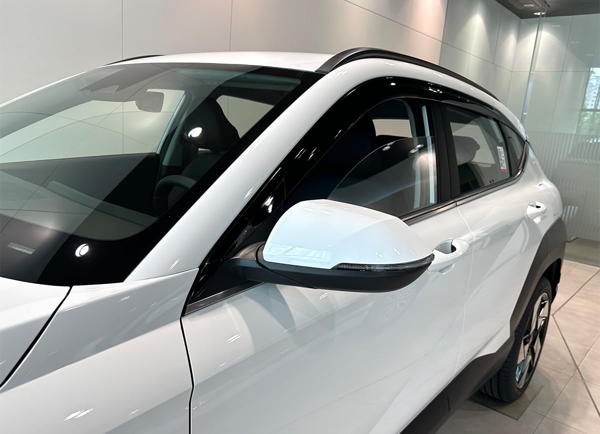 Smoke Tinted Side Window Visor Sun Rain Vent Guard 6P Compatible With 2024 Kona