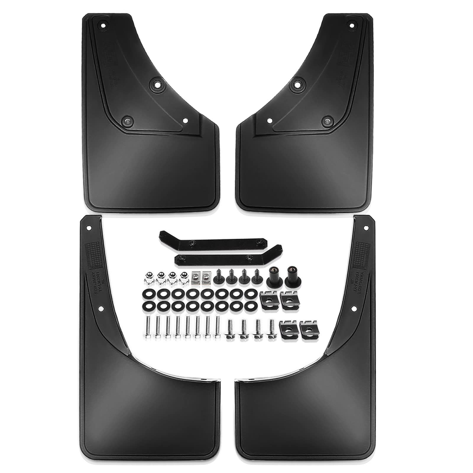 A-Premium Set Of 4Pcs Mud Flaps Splash Guards Mudguards Mudflaps With Hardware Kits Accessory Compatible With Suzuki Jimny 2019-2021, Black Color, Front And Rear (Driver & Passenger Sides)