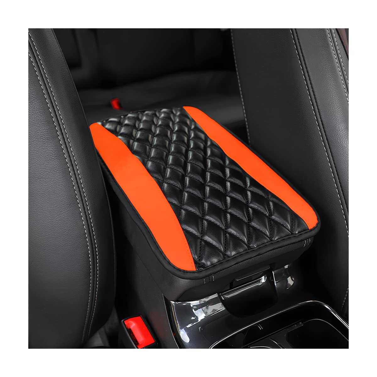 Car Center Console Cushion Pad, Universal Leather Waterproof Armrest Seat Box Cover Protector,Comfortable Car Decor Accessories Fit For Most Cars, Vehicles, Suvs (Orange)