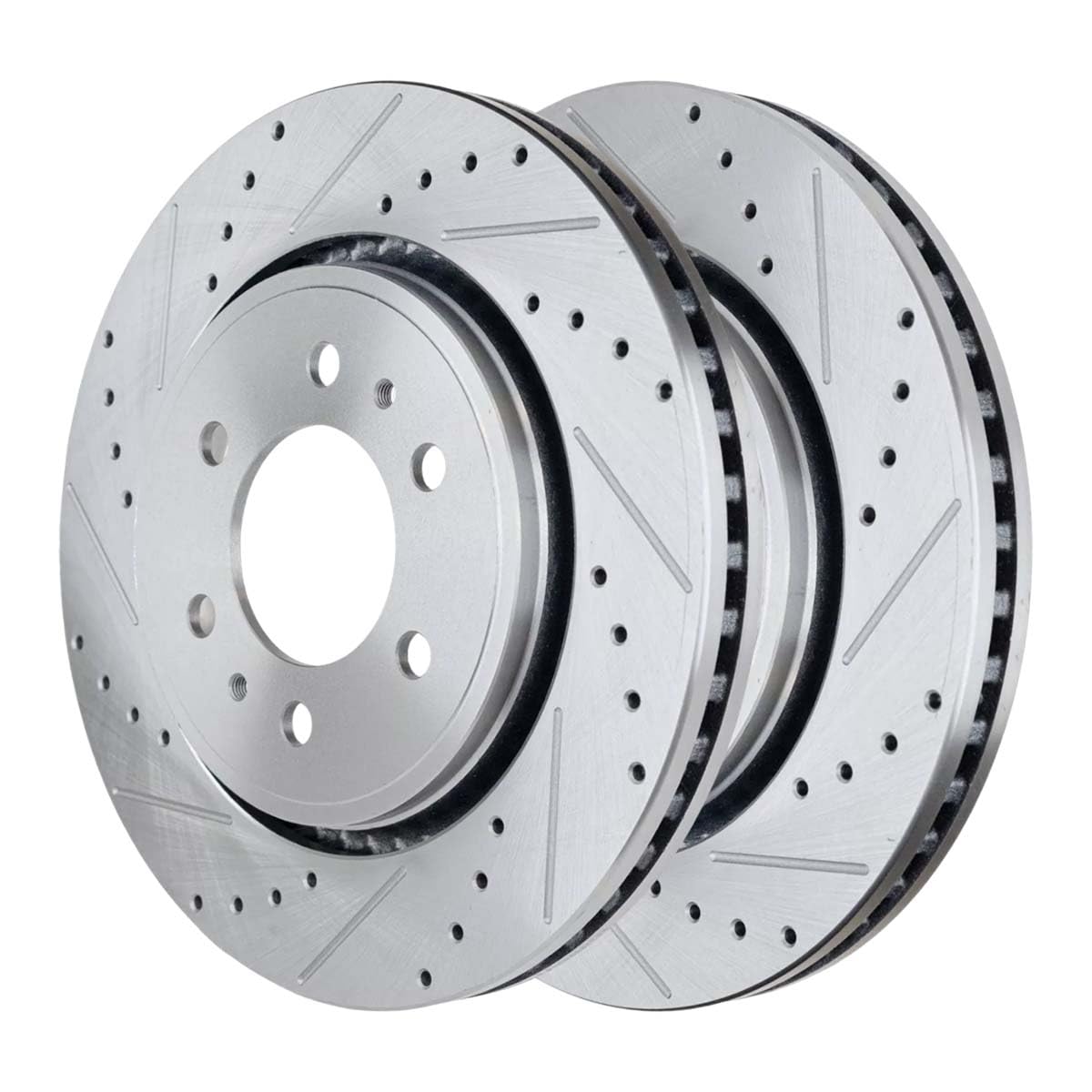 Autoshack Front Drilled Slotted Brake Rotors Silver Pair Of 2 Driver And Passenger Side Replacement For 2007-2021 Ford Expedition 2010-2020 F-150 2007-2021 Lincoln Navigator 4Wd Awd Rwd Pr64155Dszpr