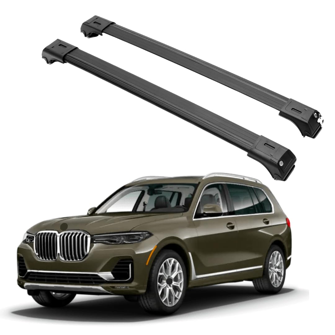 Erkul Roof Rack Cross Bars For Bmw X7 G07 2019-2024 | Aluminum Crossbars With Anti Theft Lock For Rooftop | Compatible With Raised Rails - Black