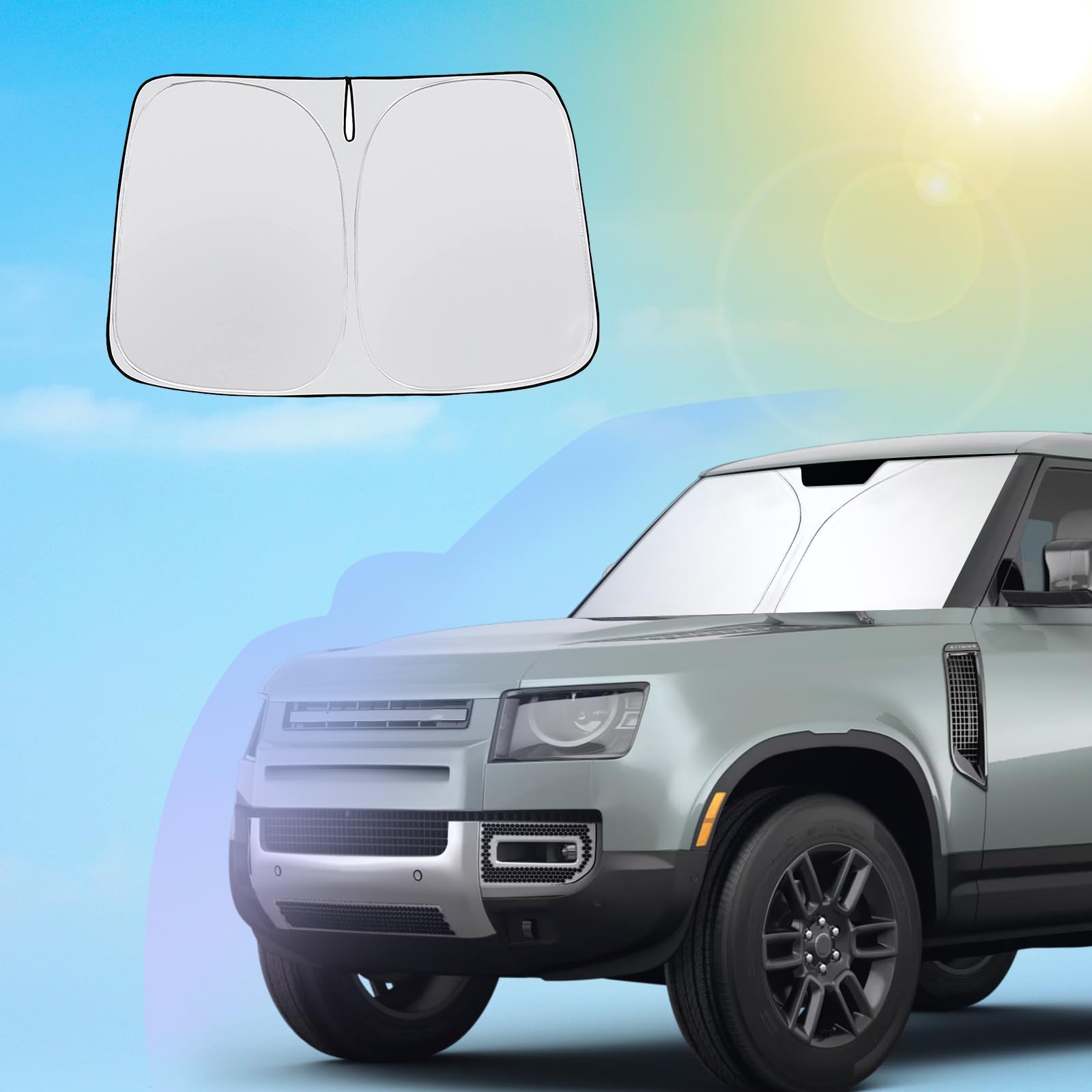 Sxcy For 2020-2023 2024 Land Rover Defender Windshield Sunshade 2022-2024 Defender 90 110 130 Accessories 2023 2024 Defender Sun Shade Foldable Sun Shield 2023 2024 Defender Sun Protector