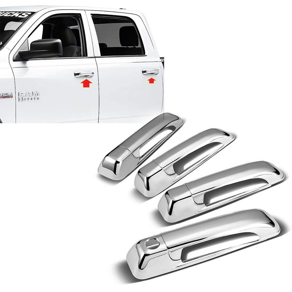Overun 3-Layers Shiny Chrome Plated 4-Door Handle Overlay Covers Designed For R Am 1500+2500+3500