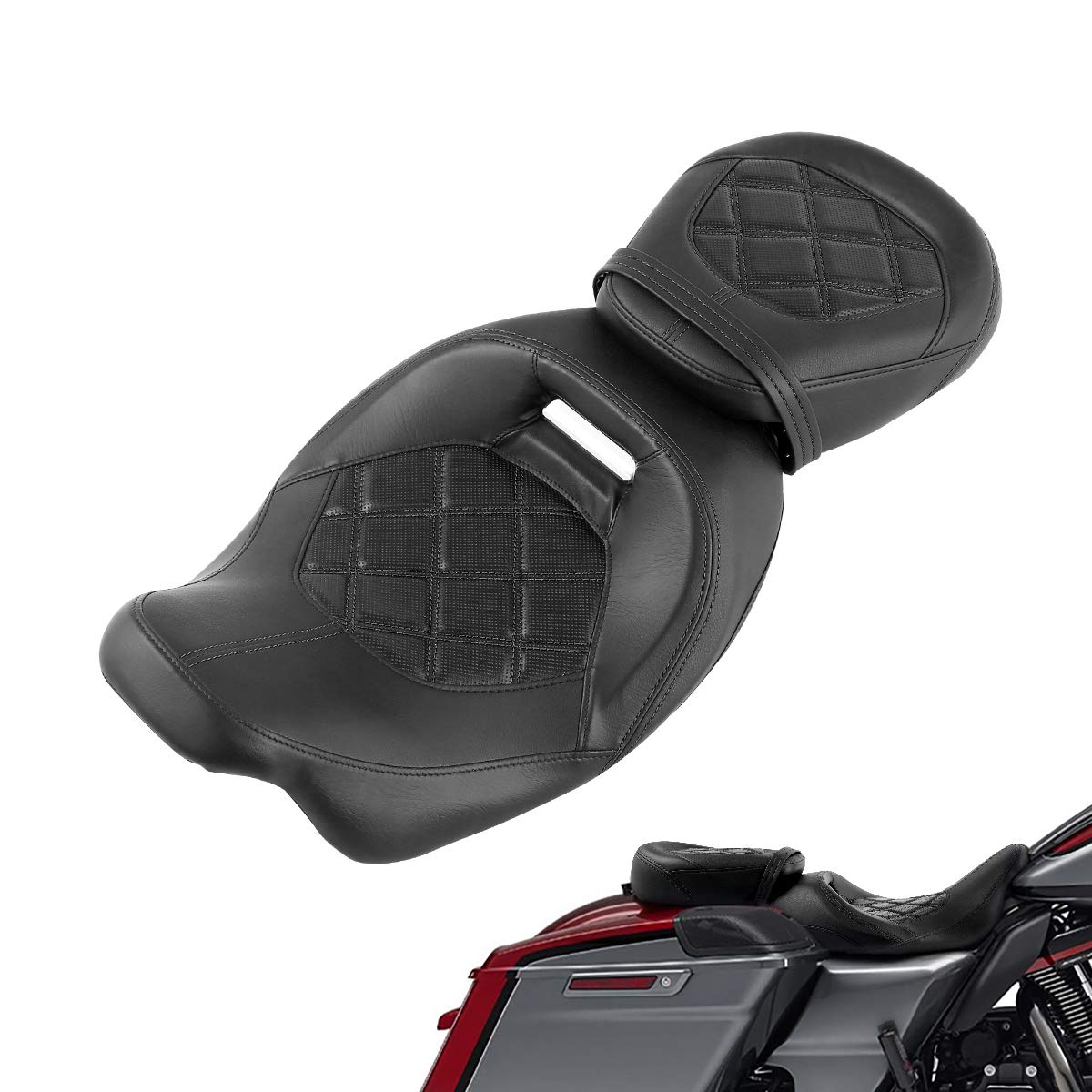 Low-Profile Driver Passenger Seat Pillion Set For Harley Touring Street Glide Flhx 2009-Later; Road Glide Limited Fltrk 2020-2024; Road King Special Flhrxs 2017-2024; Ultra Limited Flhtk 2014-2024