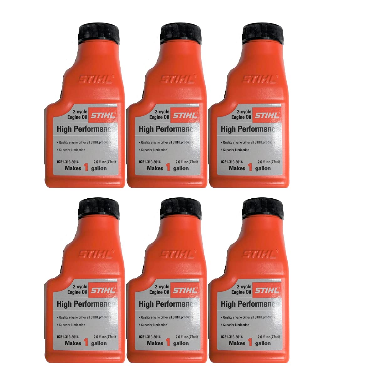 Stihl 0781 319 8008 2.6 Ounce High Performance 2 Cycle Engine Oil, 6 Pack