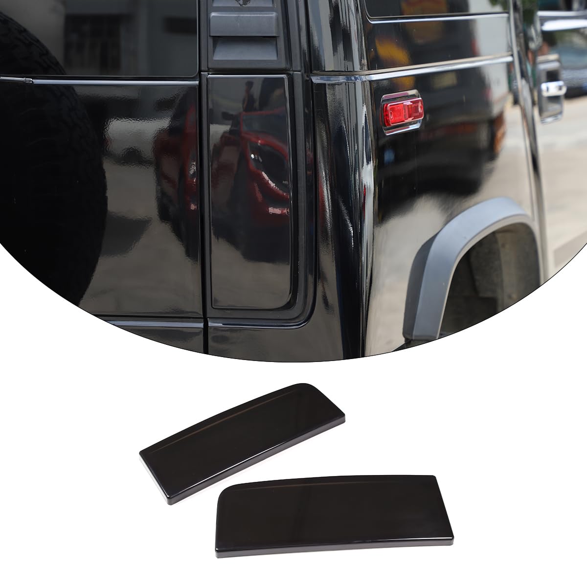 Piugilh Rear Tail Light Lamp Cover Guard Trim Compatible With Hummer H2 2003-2009, Smoked Black Exterior Accessories Light Bezel Decor