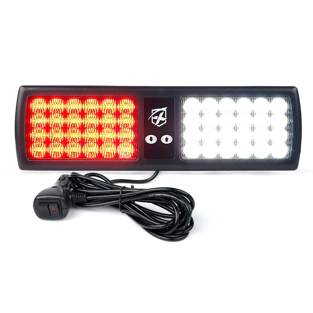 Xprite White Red 48Led Visor Strobe Flashing Lights Sunshield Hazard Warning Light For Law Enforcement Emergency Vehicles Trucks