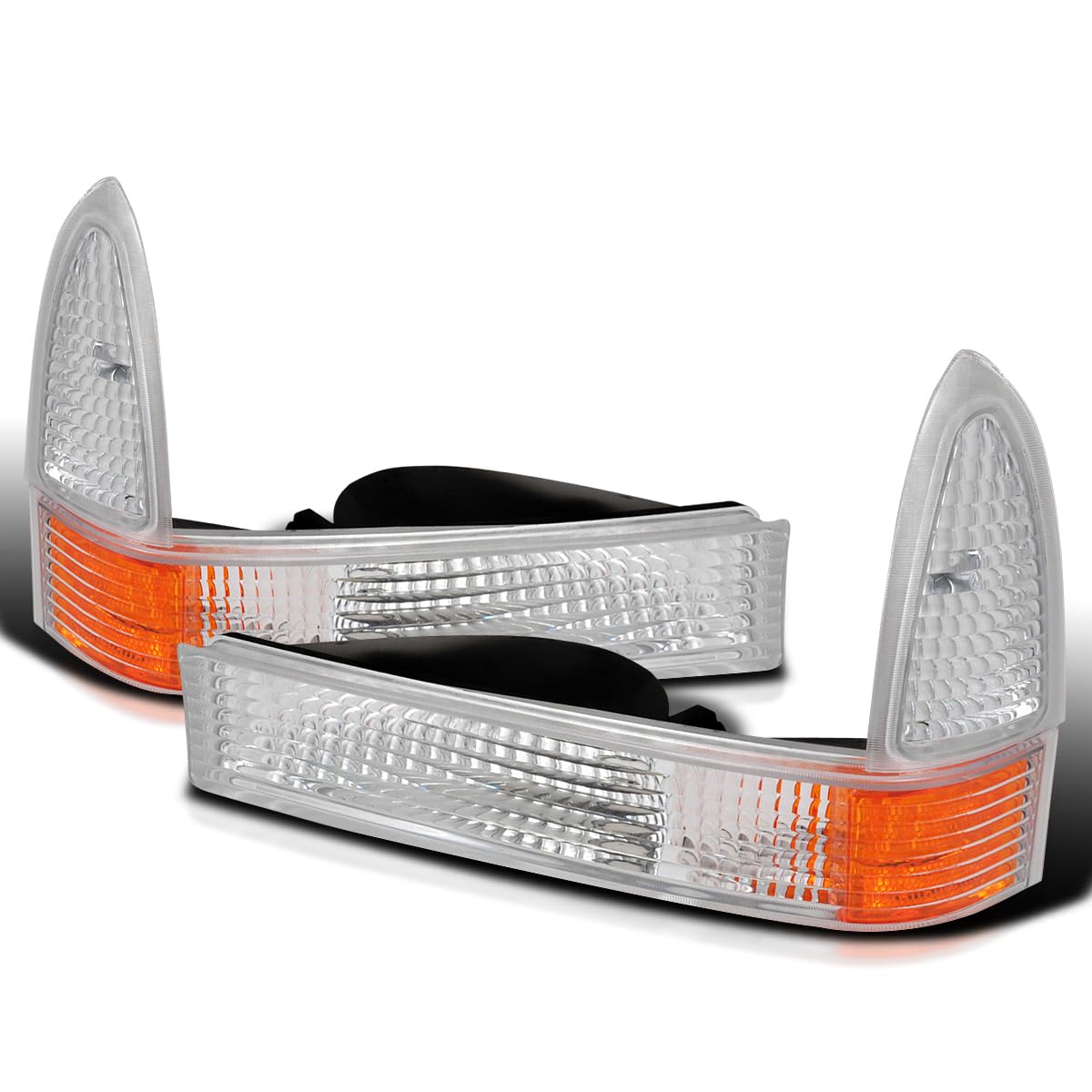 Spec-D Tuning Chrome Housing Clear Lens Bumper Corner Lights Compatible With 1999-2004 Ford F250 F350 F450 F550 Super Duty L+R Pair Assembly