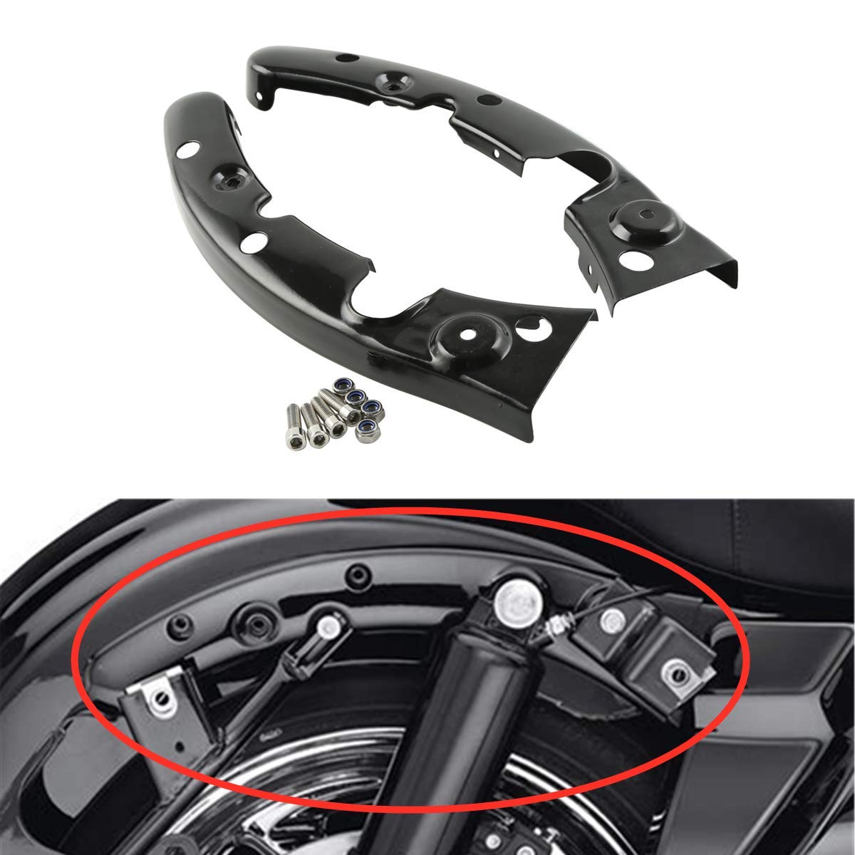 Tct-Motorparts Rear Fender Strut Cover Fit For Harley Touring Road King Electra Road Street Glide Flhx Flhrc 2009-2013 2010