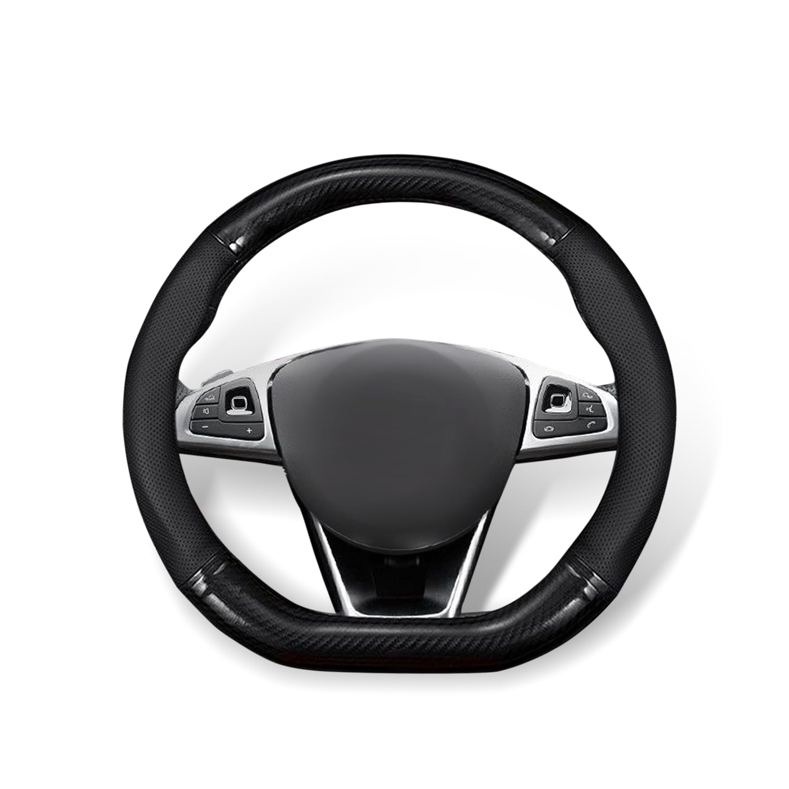 Qodolsi 1 Pack Car Breathable Steering Wheel Cover, Wear -Resistant Steering Wheel Sleeve, Carbon Fiber Non-Slip Steering Wheel Protector, Four Seasons Universal Steering Wheel Set (D -Shaped)