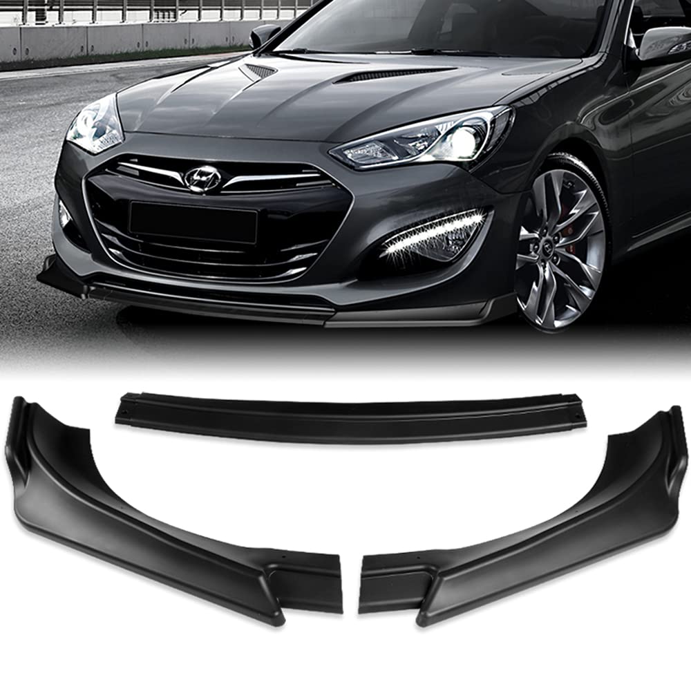 Q1-Tech , Front Bumper Lip Fit For Compatible With 2013 - 2016 Hyundai Genesis Coupe, Front Bumper Lip Spoiler Air Chin Body Kit Splitter Unpainted Matt Black, 2014 2015 (Ks-Style)