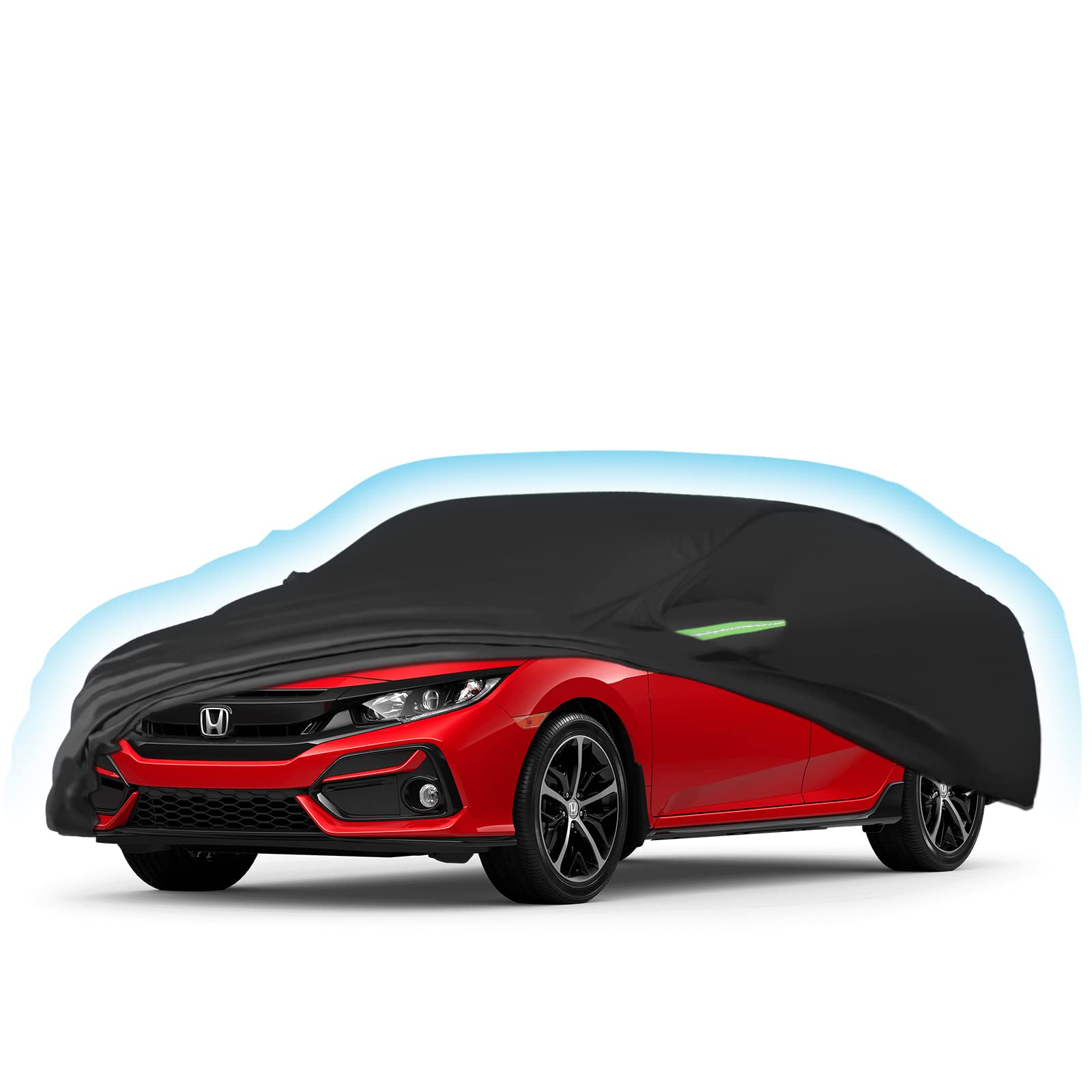 Proadsy 2024 Upgrade Car Cover For Honda Civic 2016-2023 2024, Waterproof All Weather For Automobiles, Windproof Snowproof Rain Hail Sun Uv Protection Full Outdoor Indoor Exterior Car Covers, Black