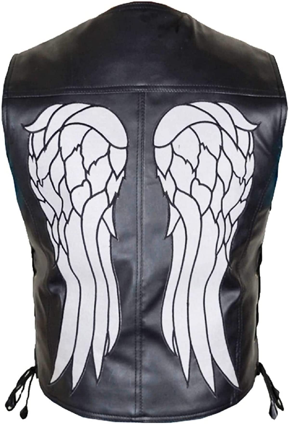 Merch Attire Mens Side Lace Motorcycle Black Leather Vest