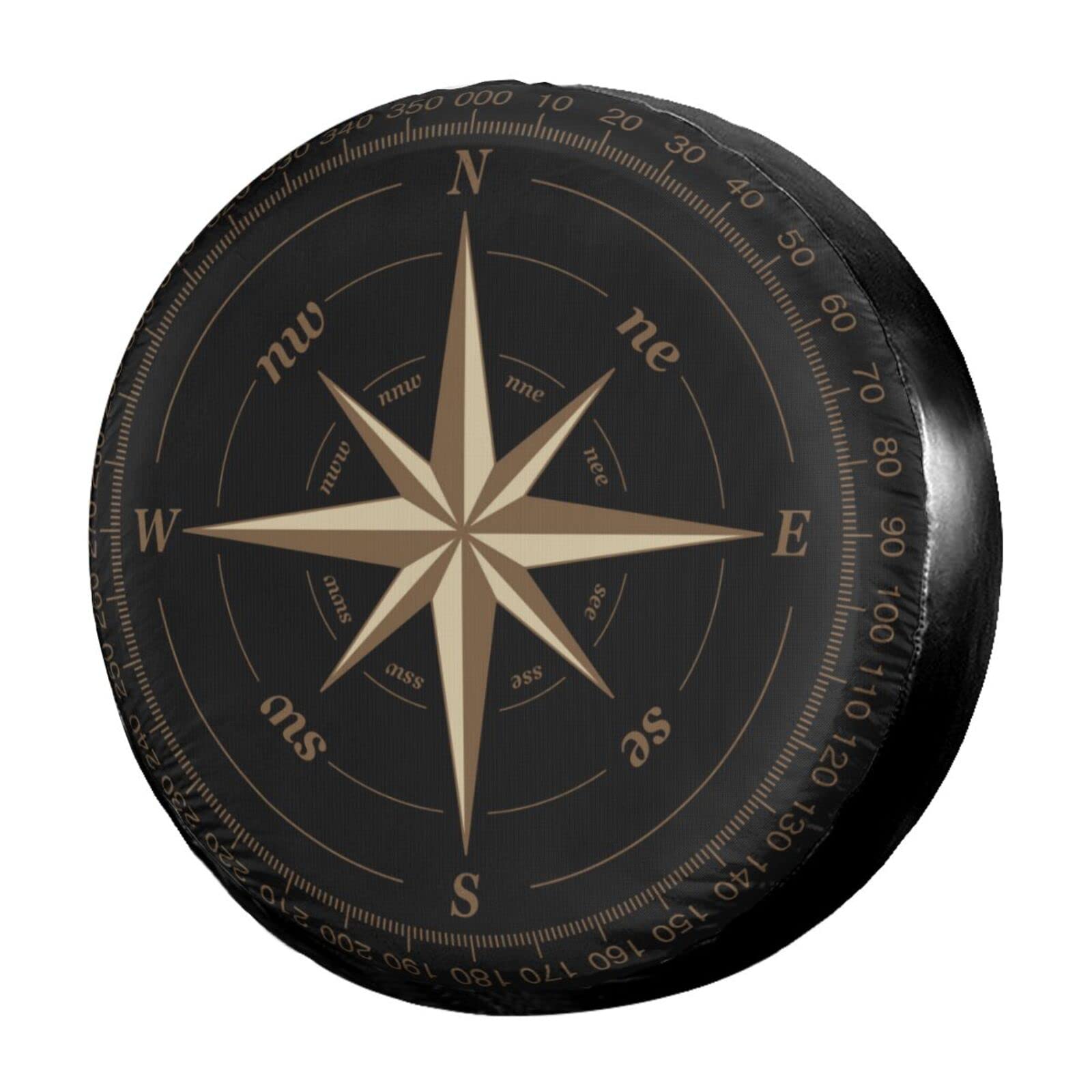 Foruidea Compass Rose Black Spare Tire Cover Dust-Proof Wheel Tire Cover Fit Trailer, Rv, Suv And Many Vehicle 17 Inch