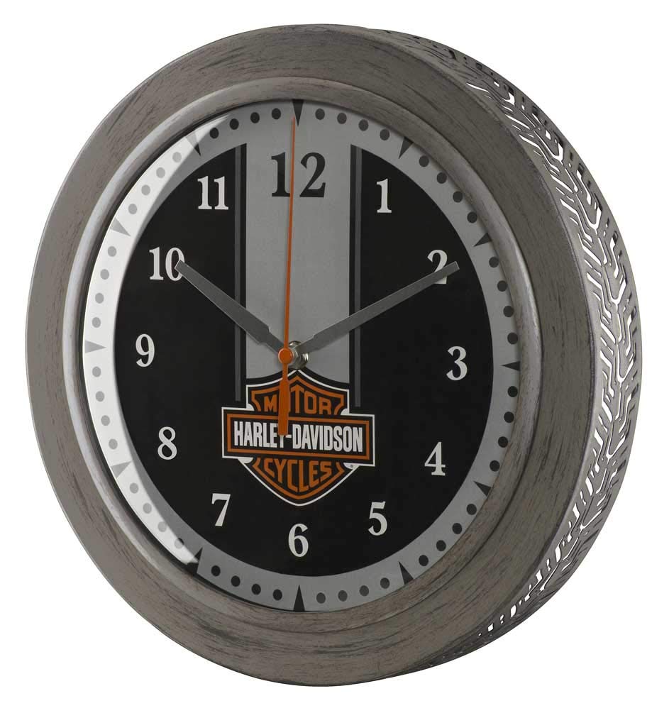 Harley-Davidson Custom Metal Tire Tread Bar & Shield Clock - 12 Inch Hdx-99176