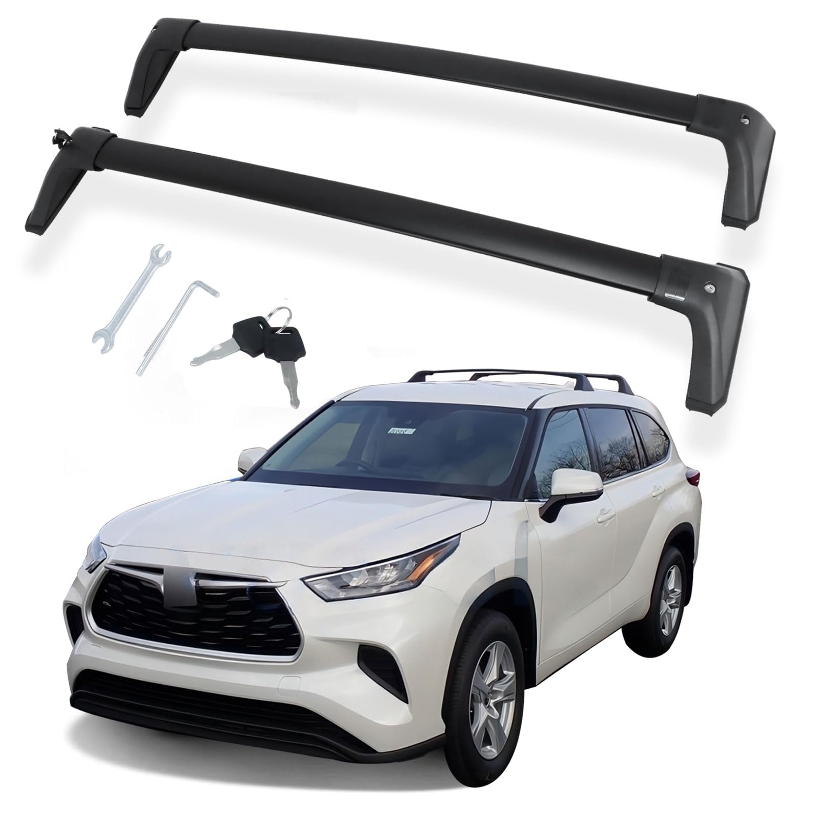 Etesan Lockable Roof Rack Cross Bars Fit For 2020-2024 Toyota Highlander L & Le & Hybrid Le & Hybrid Le Nightshade (Model Without Factory Side Rails)