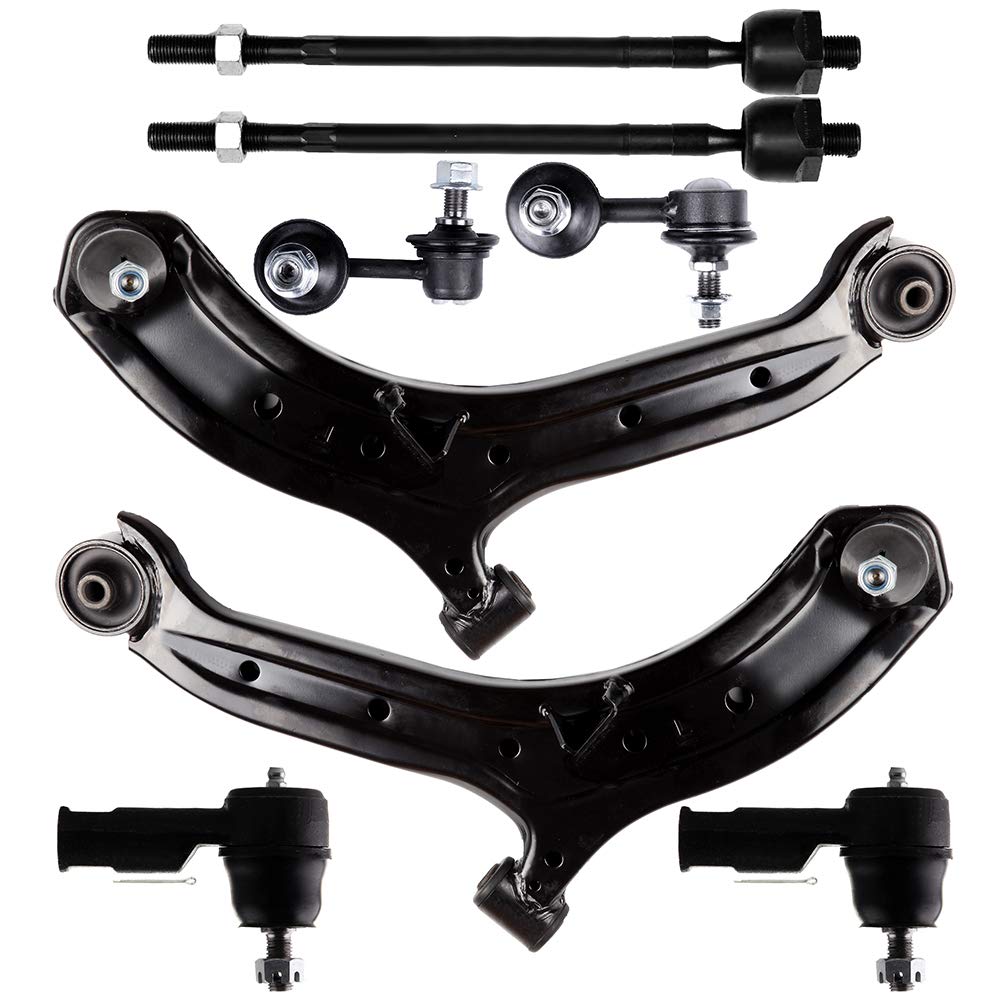 Lsailon 8Pcs Front End Suspension Kit Lower Control Arm And Ball Joint Outer Tie Rod End Inner Tie Rod End Sway Bar End Link For Hyundai Accent