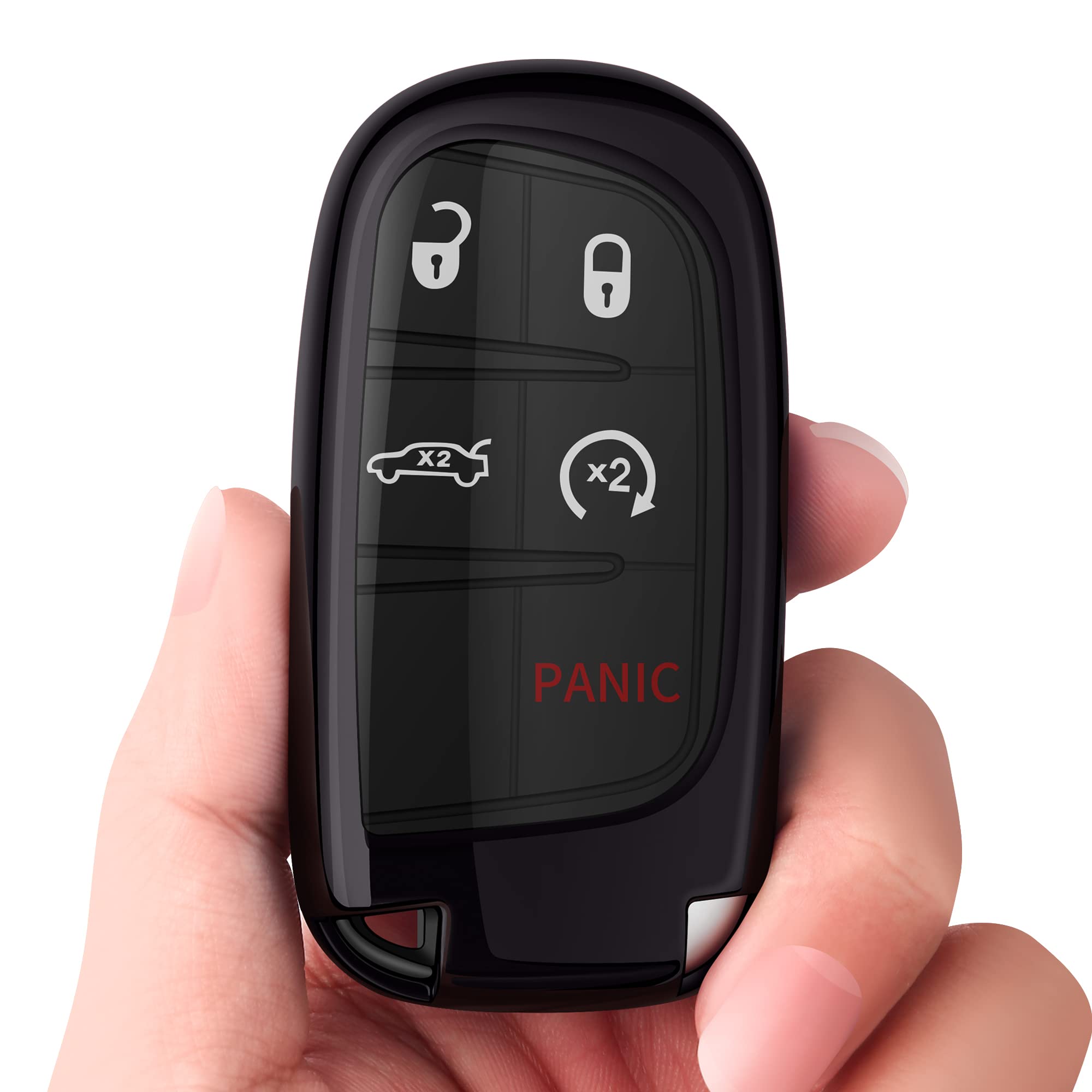 Tukellen For Jeep Dodge Key Fob Cover Premium Soft Full Protection Key Case Shell Compatible With Jeep Grand Cherokee Wrangler Compass Cherokee Renegade Patriot Grand Comander(Black)