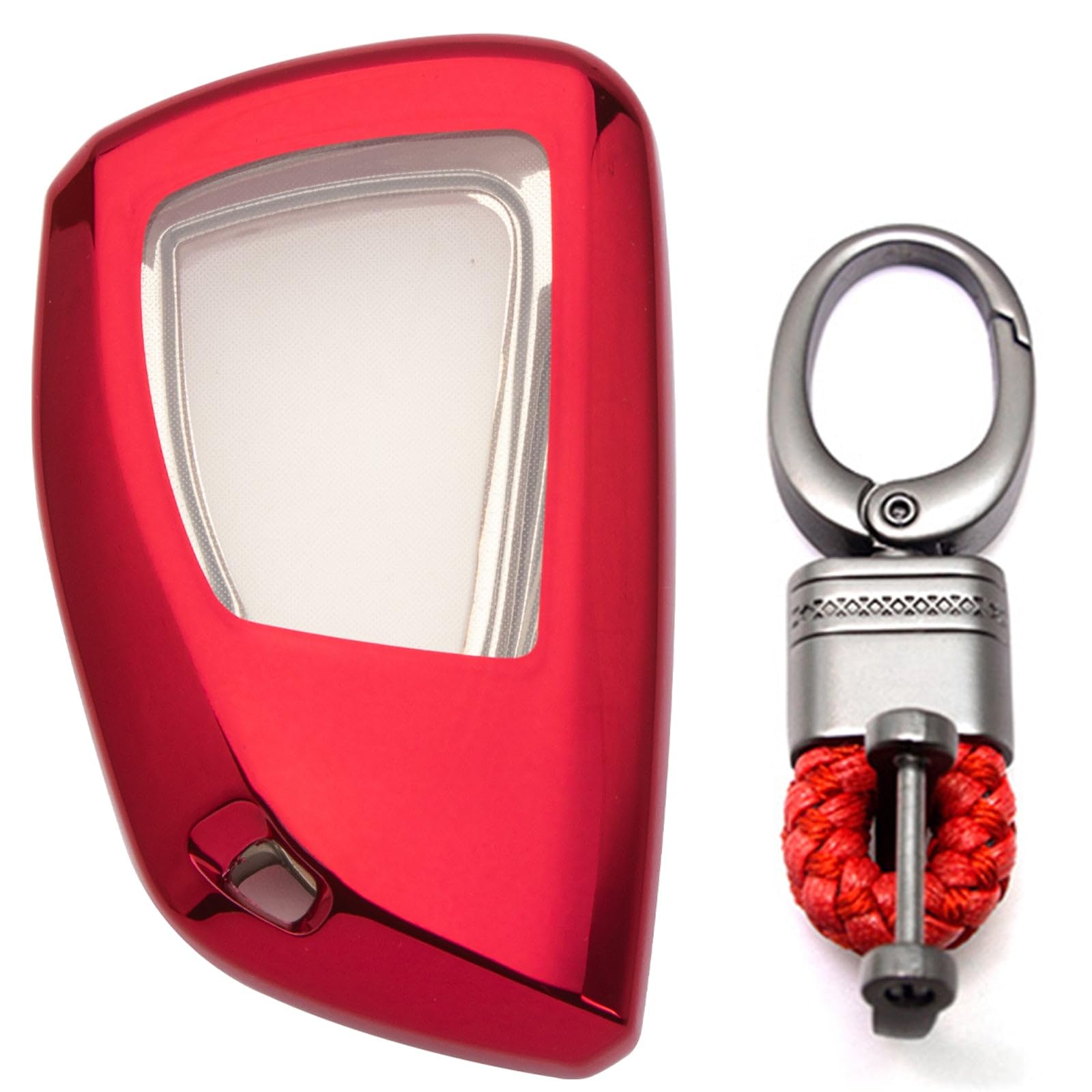 X Xotic Tech Red Soft Tpu Key Fob Shell Full Cover Case W/Red Keychain, Compatible With Chevrolet Suburban Tahoe Or Buick Or Gmc Yukon Denali 2021-2025 Smart Keyless Entry Key Gm-13541565/13537962