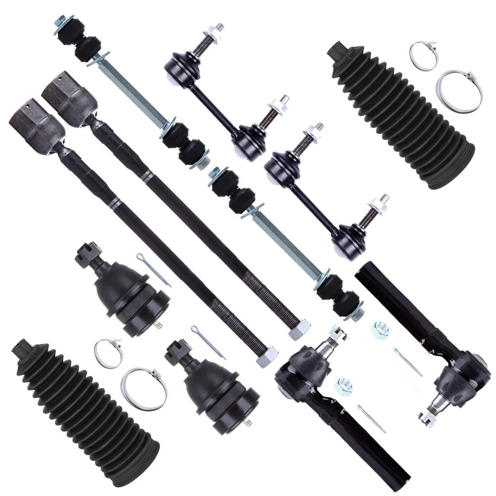Scitoo 12Pcs Suspension Kit Front Lower Ball Joint Outer Inner Tie Rod End W/Boot Rear Sway Bar End Link Rear Sway Bar End Link Replacement For 1994-2004 For Ford For Mustang