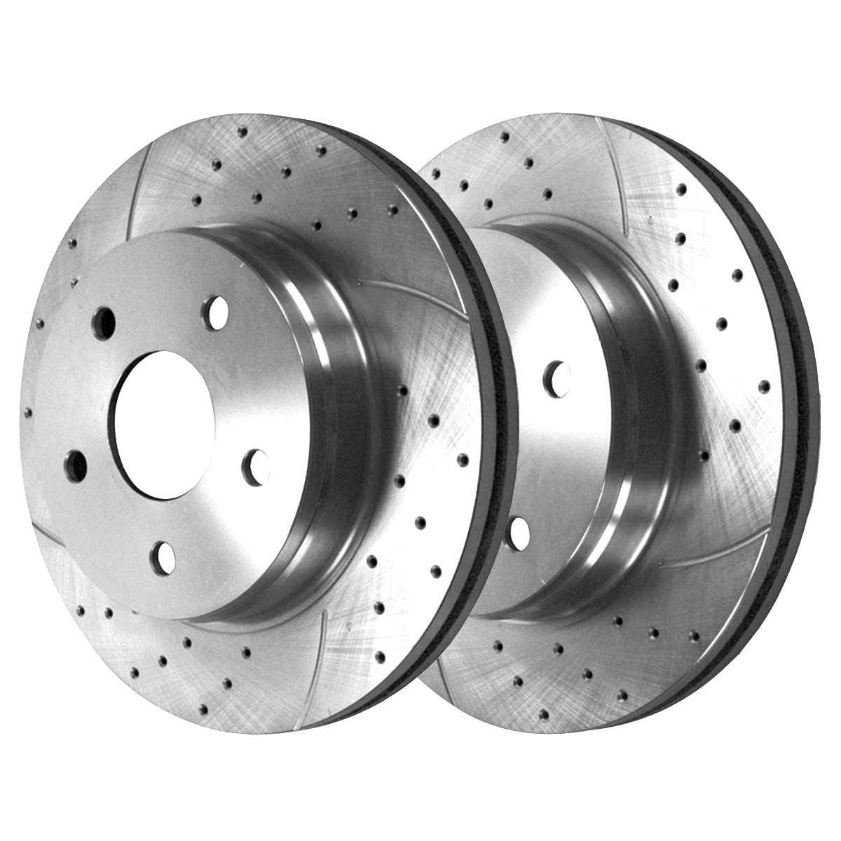Autoshack Front Drilled Slotted Brake Rotors Silver Pair Of 2 Driver And Passenger Side Replacement For 2002-2018 Ram 1500 2004-2009 Dodge Durango 2007-2009 Chrysler Aspen 5.7L V8 4Wd Rwd Pr63007Dszpr