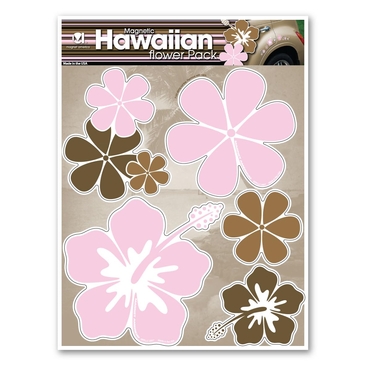 Pink Hawaiian Flower Pack Magnet By Magnet America Is 8' X 6' Made For Vehicles And Refrigerators