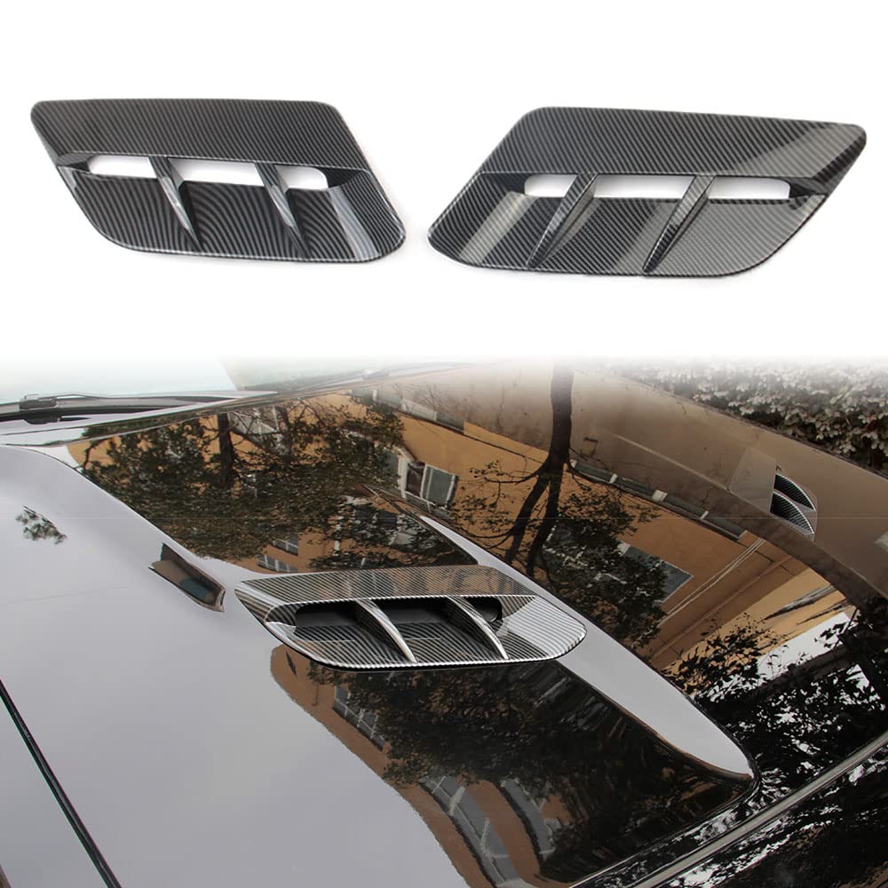 Korlot Engine Hood Air Outlet Vent Moulding Cover Trim For Dodge Challenger 2015-2023 Sxt (Carbon Fiber Pattern)