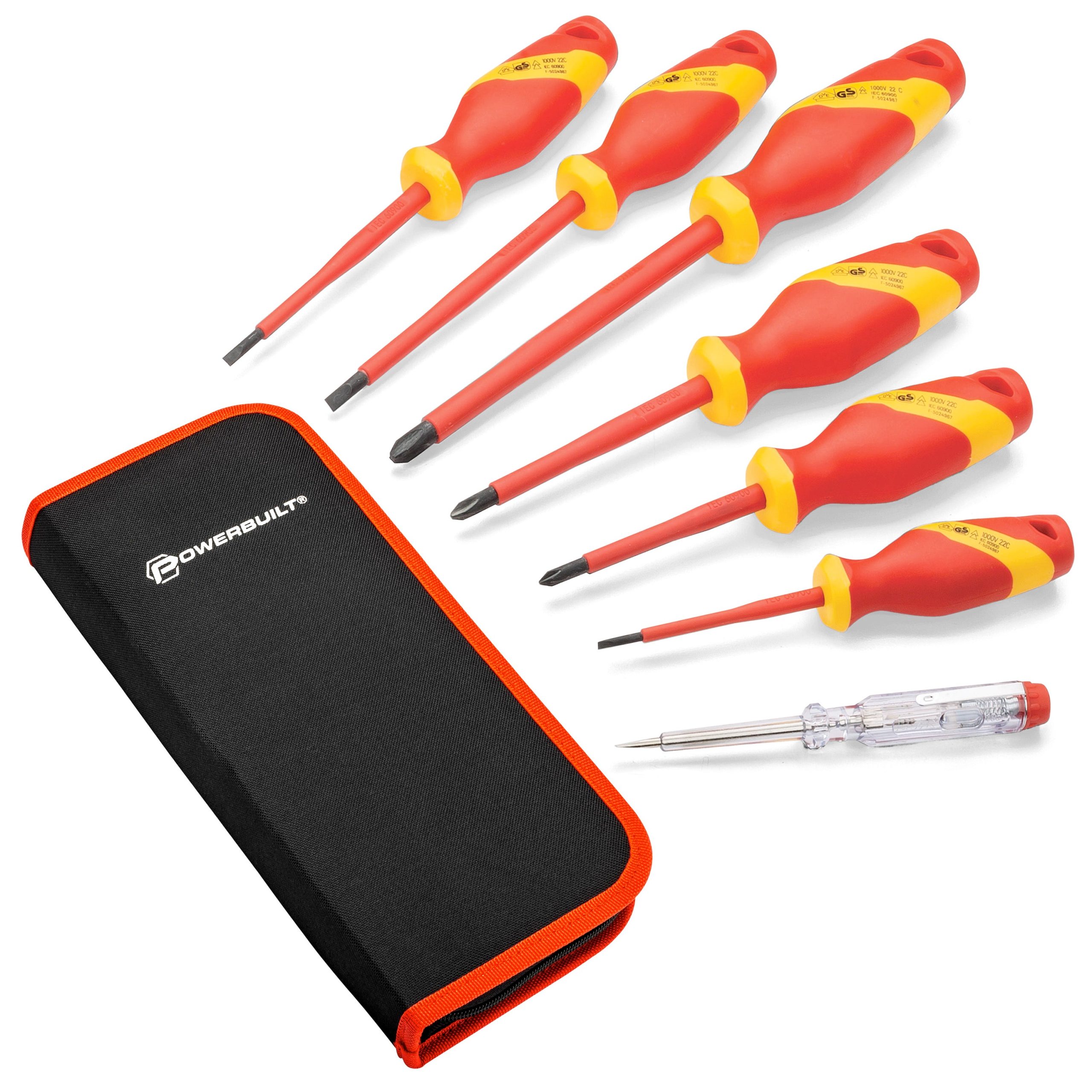 Powerbuilt  7 Piece VDE Screwdriver Set with Zipper Pouch