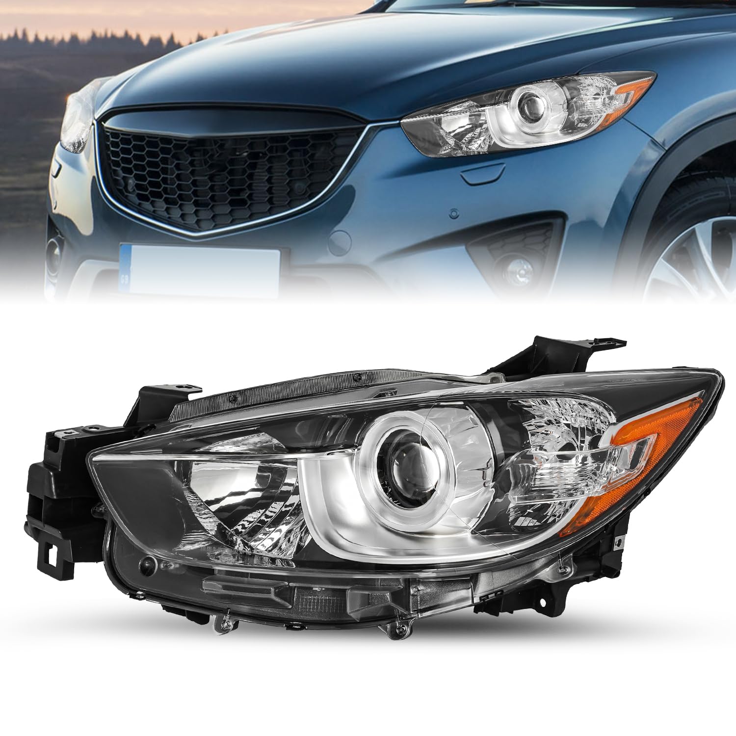 Sockir Headlight Assembly Fit For 2013-2016 Mazda Cx-5 Factory Halogen Projector Headlamp Replacement Left Driver Side