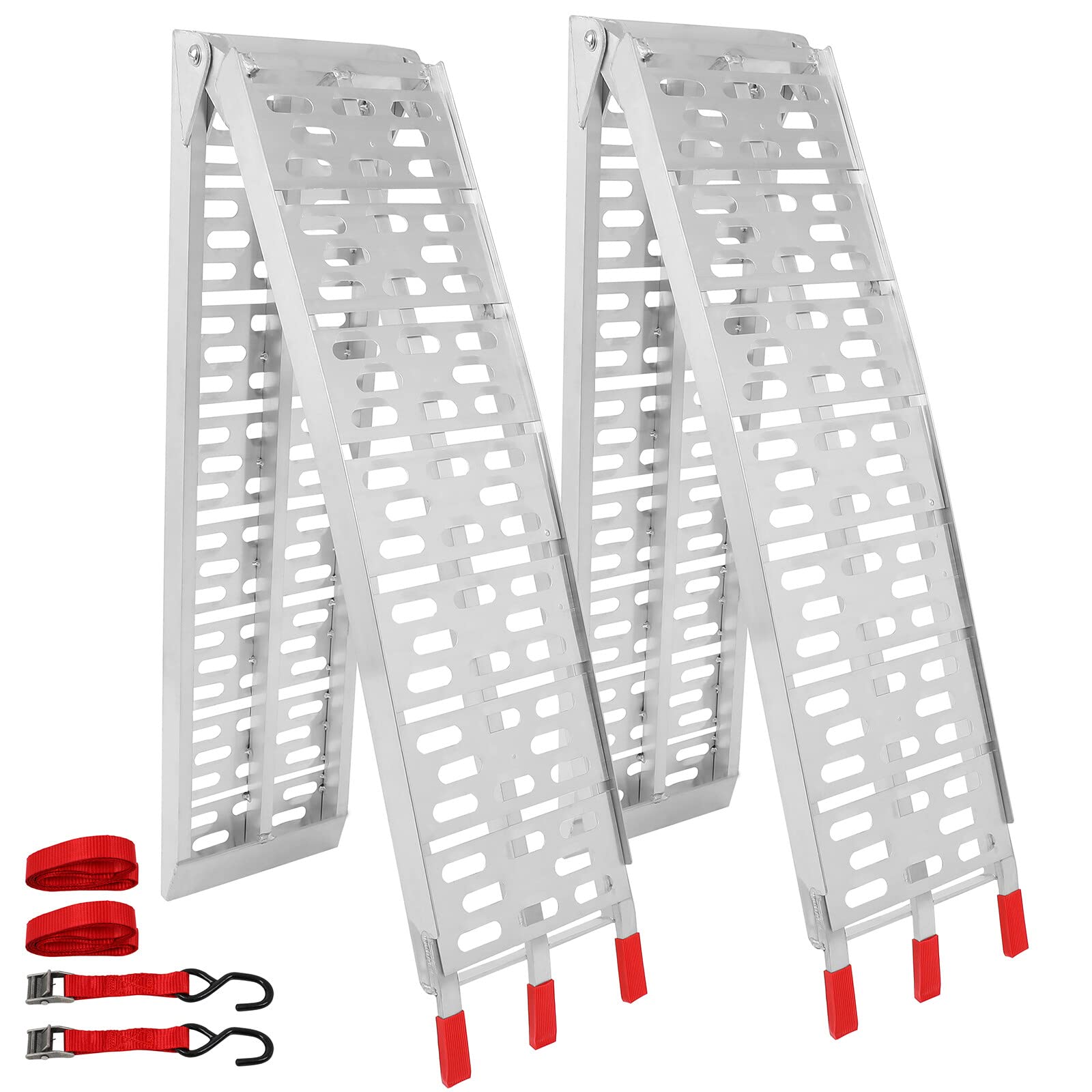 Scitoo Loading Ramp With Support Legs 7.42Ft Folding Titan Ramps Aluminum Plate Top Ramp Atv Ramps With 1500Lbs Max Load For Pickup Truck, Motorcycles, Dirt Bikes, Lawnmowers, Snowblower 1 Pair