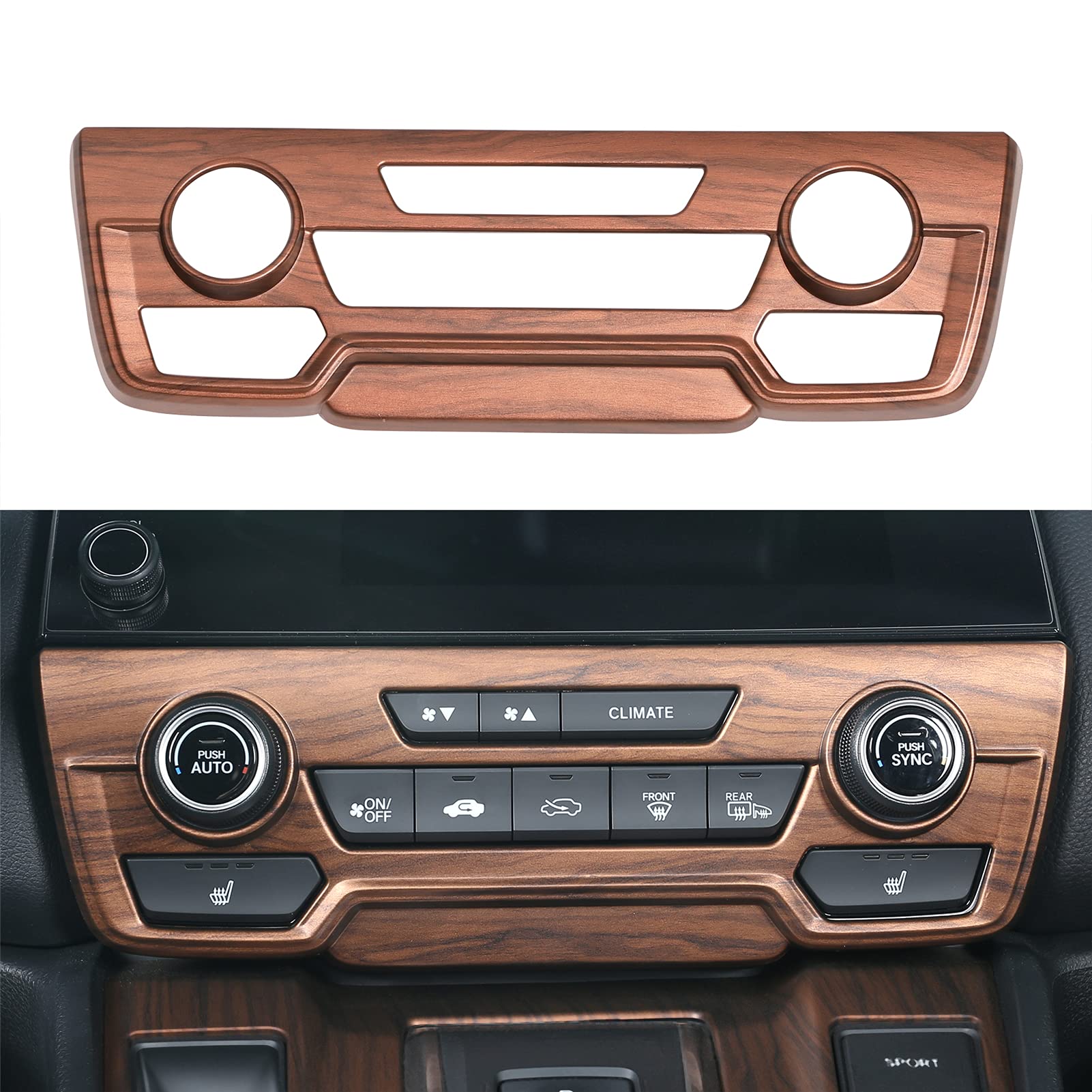 Antbooboo For Honda Crv Cr-V 2022 2021 2020 2019 2018 2017 Air Conditioning Knob Climate Control Module Panel Peach Wood Grain Center Console Cd Panel Cover Trim (Not Fit For Lx)