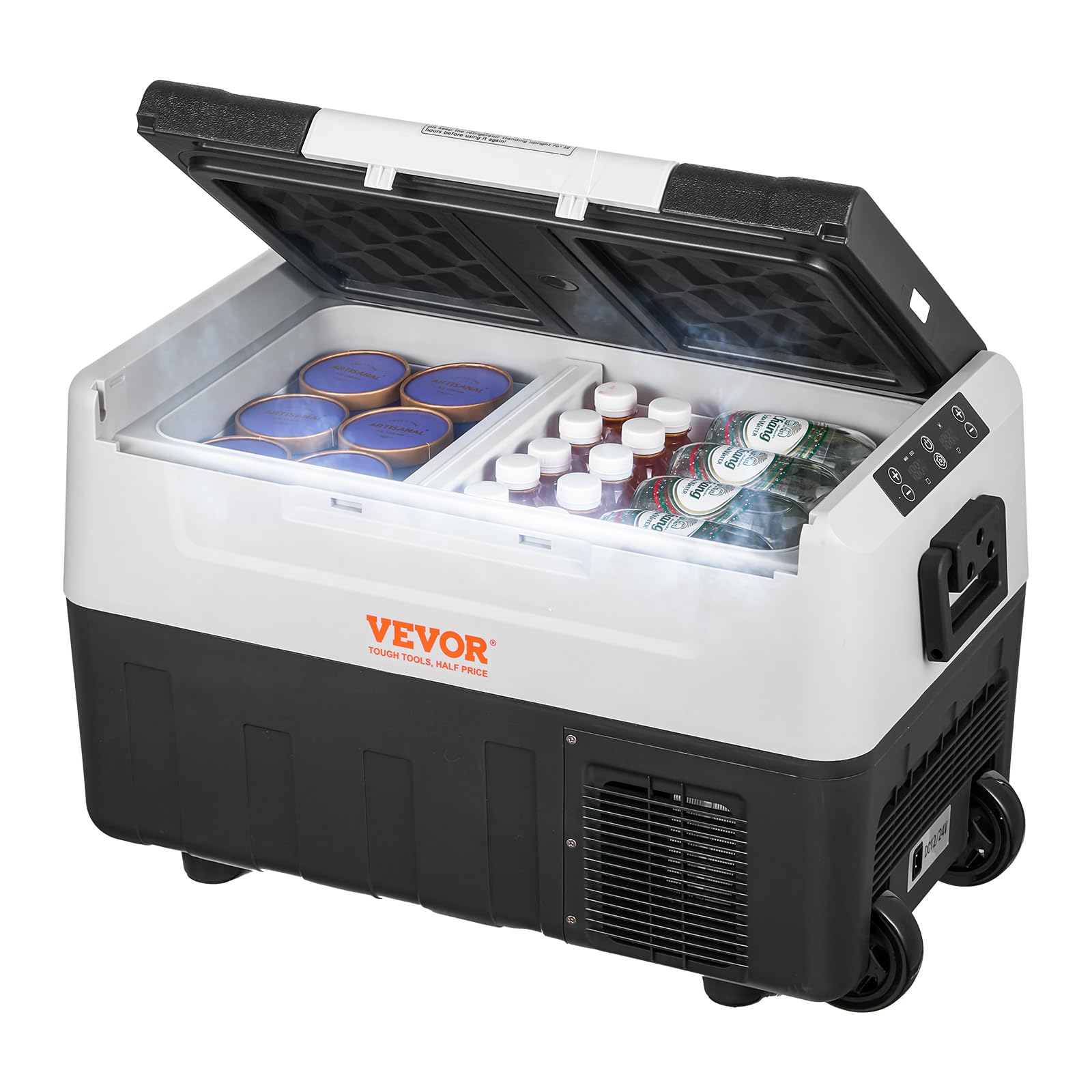 Vevor Car Refrigerator, 12 Volt Car Refrigerator Fridge, 37 Qt/35 L Dual Zone Portable Freezer, -4?-50? Adjustable Range, 12/24V Dc And 100-240V Ac Compressor Cooler For Outdoor, Camping, Travel, Rv