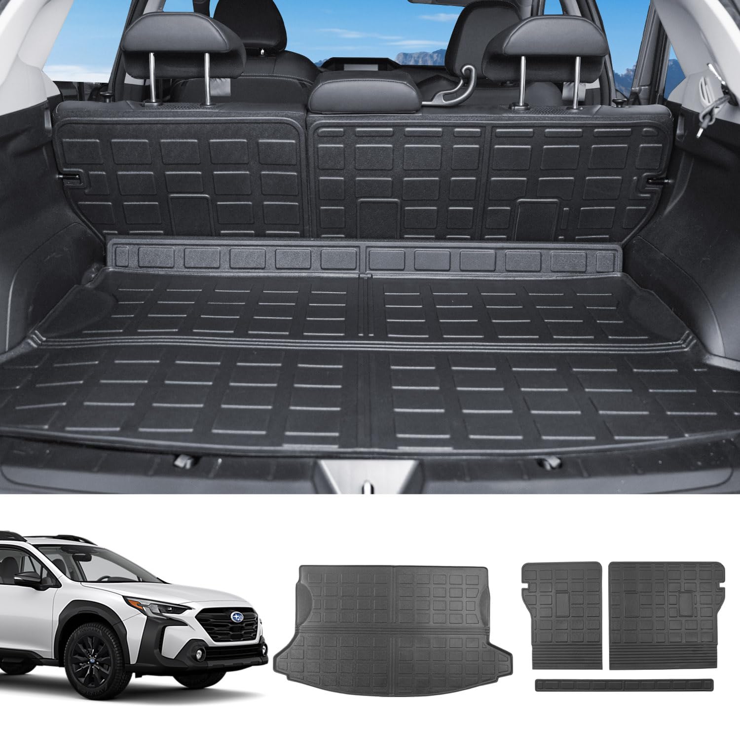 Powoq Trunk Mat Compatible With 2018-2023 Subaru Crosstrek Impreza Cargo Mat Backrest Liner Tpe Trunk Liner Replacement For 2018-2023 Subaru Crosstrek/Xv Accessories (Trunk Mat+Backrest Mat)