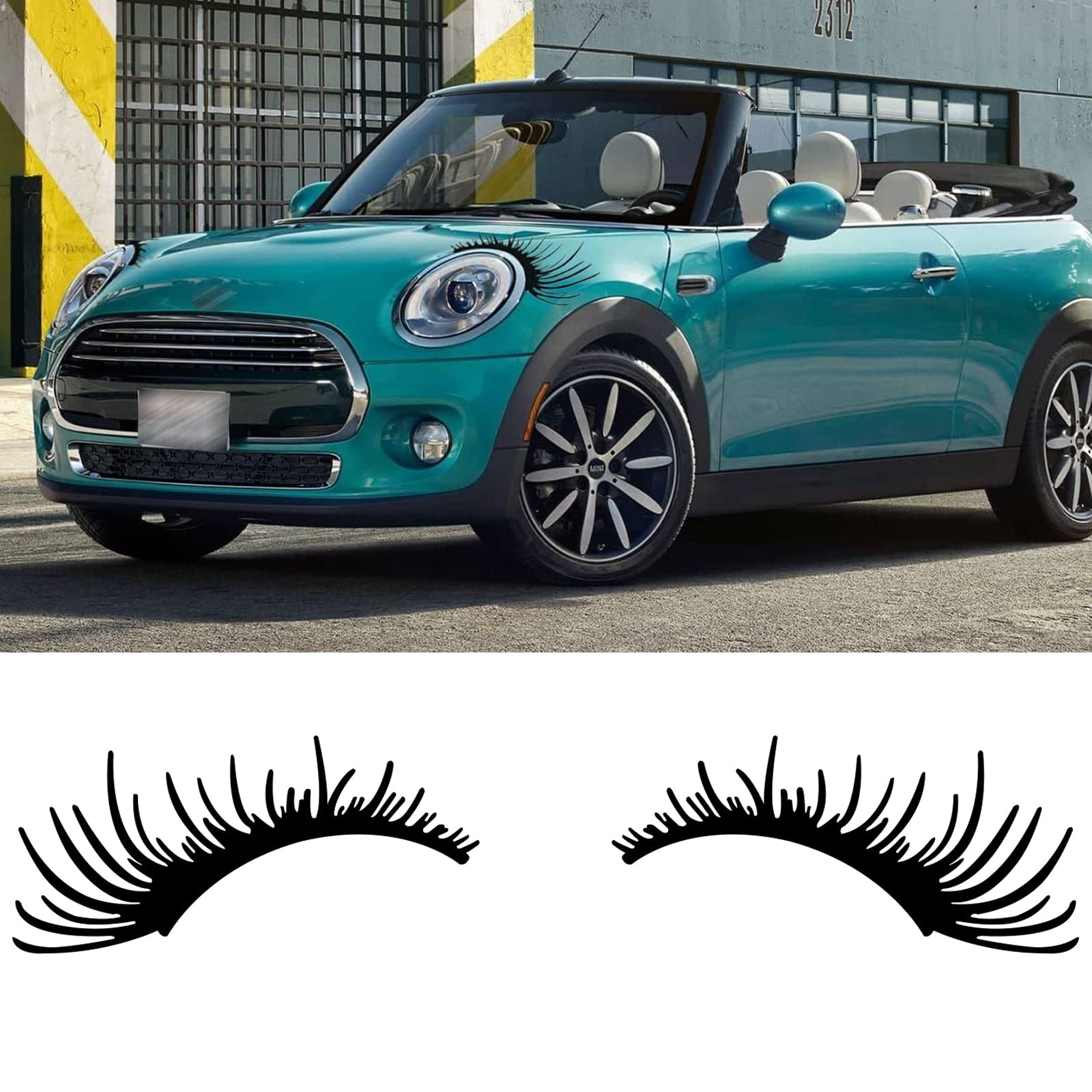 Xotic Tech 18' X 8' Car Eyelashes For Car Headlight Fog Lights Decal Sticker Badge Funny Cute Auto Body Stickers Universal 2 Pieces