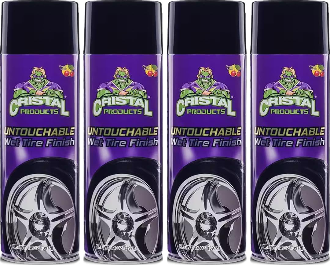 Untouchable Tire Shine Spray 4Pk – Long-Lasting Wet Tire Finish For Deep Gloss & Protection – Waterproof, No-Sling Formula, Easy Application Tire Shine & Cleaner (56 Oz Total)