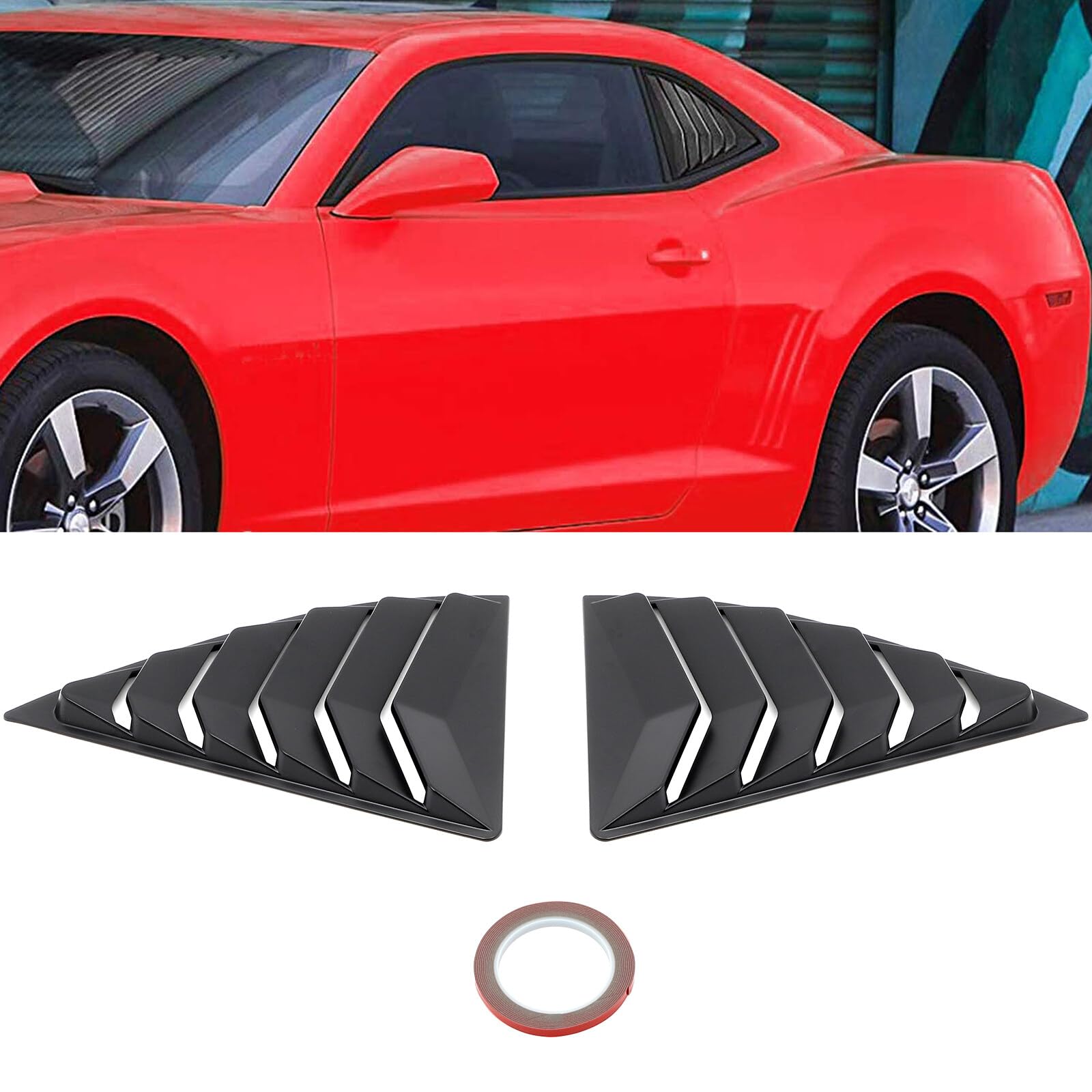 Scitoo Abs Rear Side Window Louvers Air Vent Scoop Shades Cover Blinds Matte Black Fit For 2010-2015 For Chevrolet Camaro Window Louvers Scoops Cover Pair