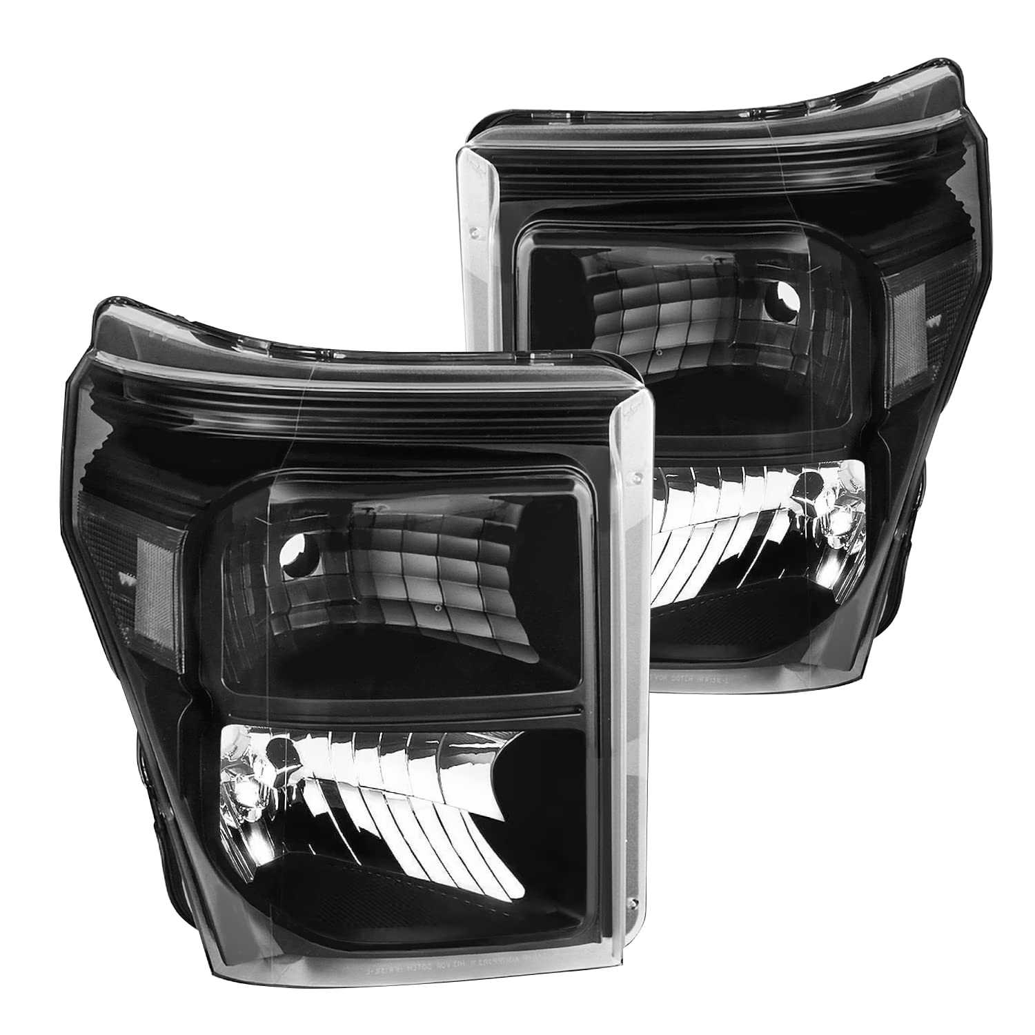 Jsboyat Headlight Assembly Replacement For 2011-2016 Ford F250 F350 F450 F550 Super Duty Headlamp Driver And Passenger Side (Black Housing With Clear Reflector)