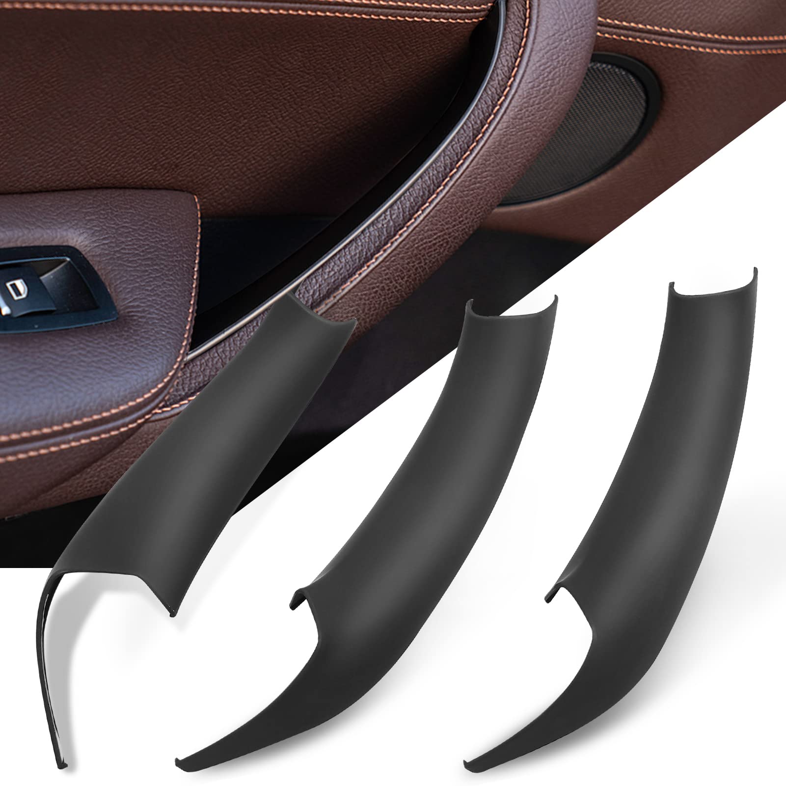 Jaronx Compatible With Bmw X3 F25/X4 F26 Door Handle Covers,3Pcs Door Pull Handle Covers For Bmw X3 F25 2010-2016, X4 F26 2014-2017, Left And Right Side Door Handle Interior Door Pull Handle(Black)