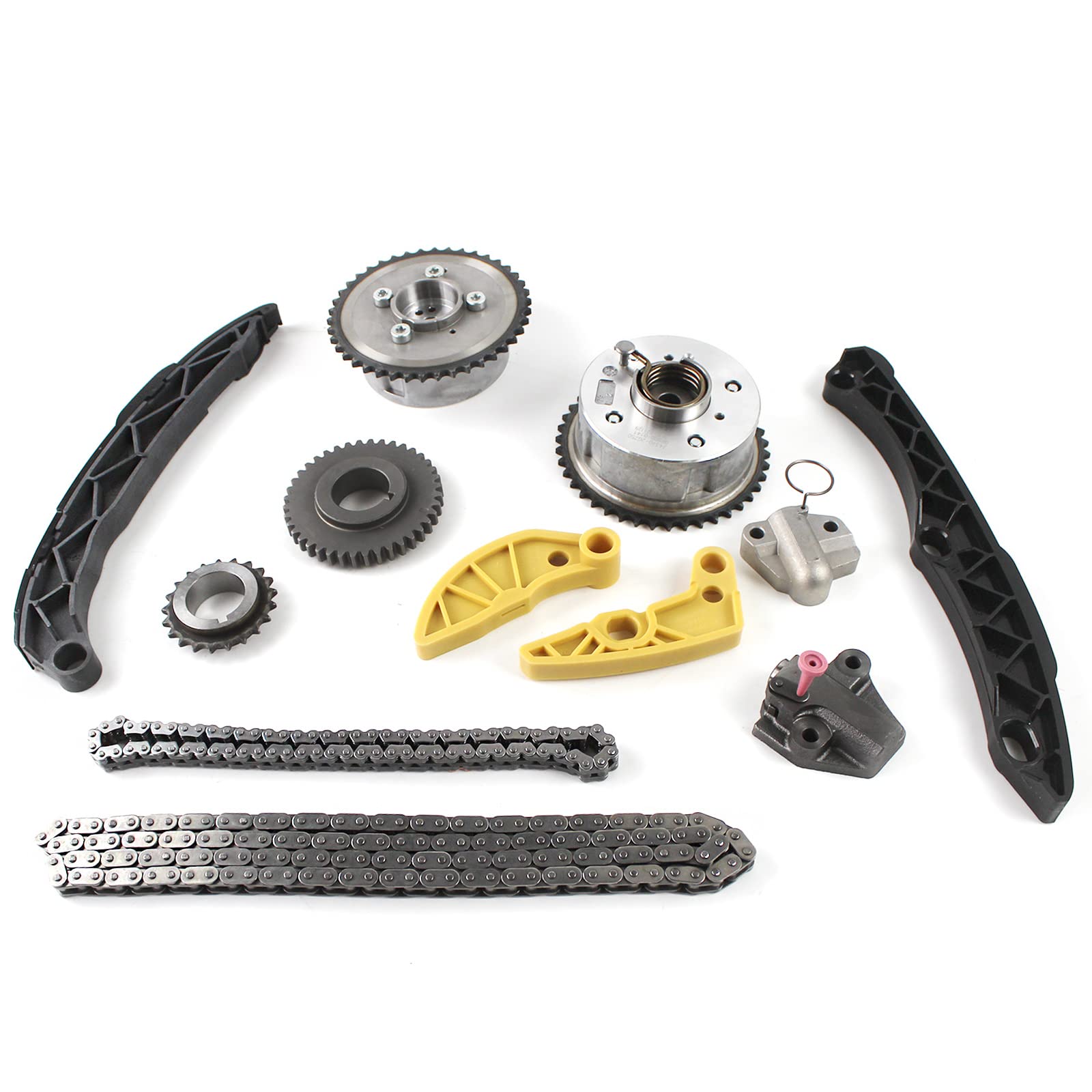 Fiwary Timing Chain Kit With Camshaft Vvt Gear Fit For 2011-2018 Kia Sorento Optima Sportage, For 2011-2019 Hyundai Santa Fe Sonata Tucson 2.4 2.0 G4Kj Replace Oe 24350-2G750 24370-2G750 24321-2G111