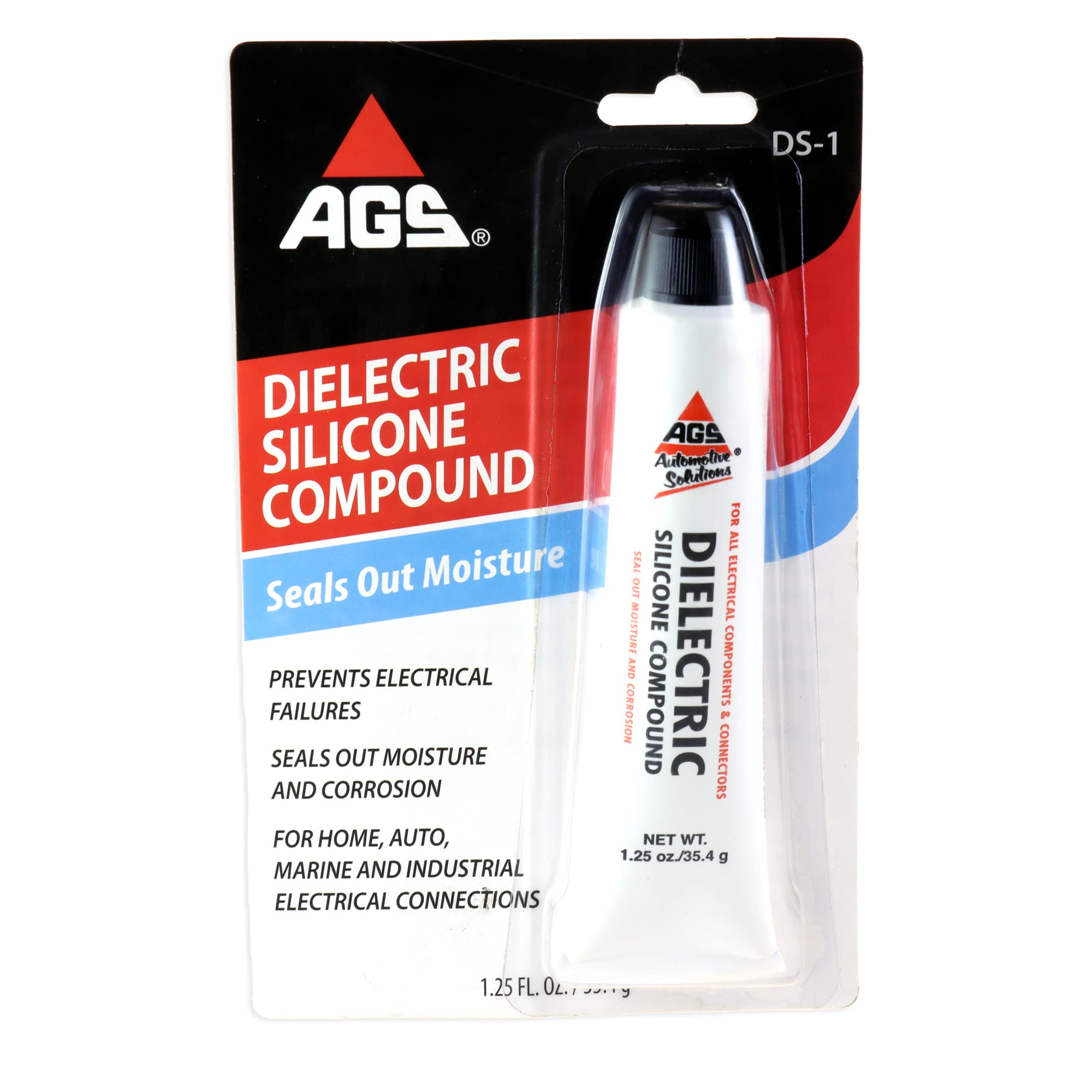 Ags Company Automotive Solutions Dielectric Silicone Grease, 1.25 Oz, Seal And Protect Electrical Connections, Safe On Rubber And Plastic, Light Bulb Sockets, Spark Plug Boots And Battery Terminals
