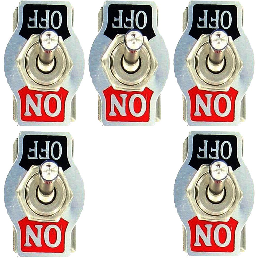 Etopars 5 X Heavy Duty 20A 125V 15A 250V Spst 2 Terminal Pin On/Off Rocker Toggle Switch Flick Waterproof Metal